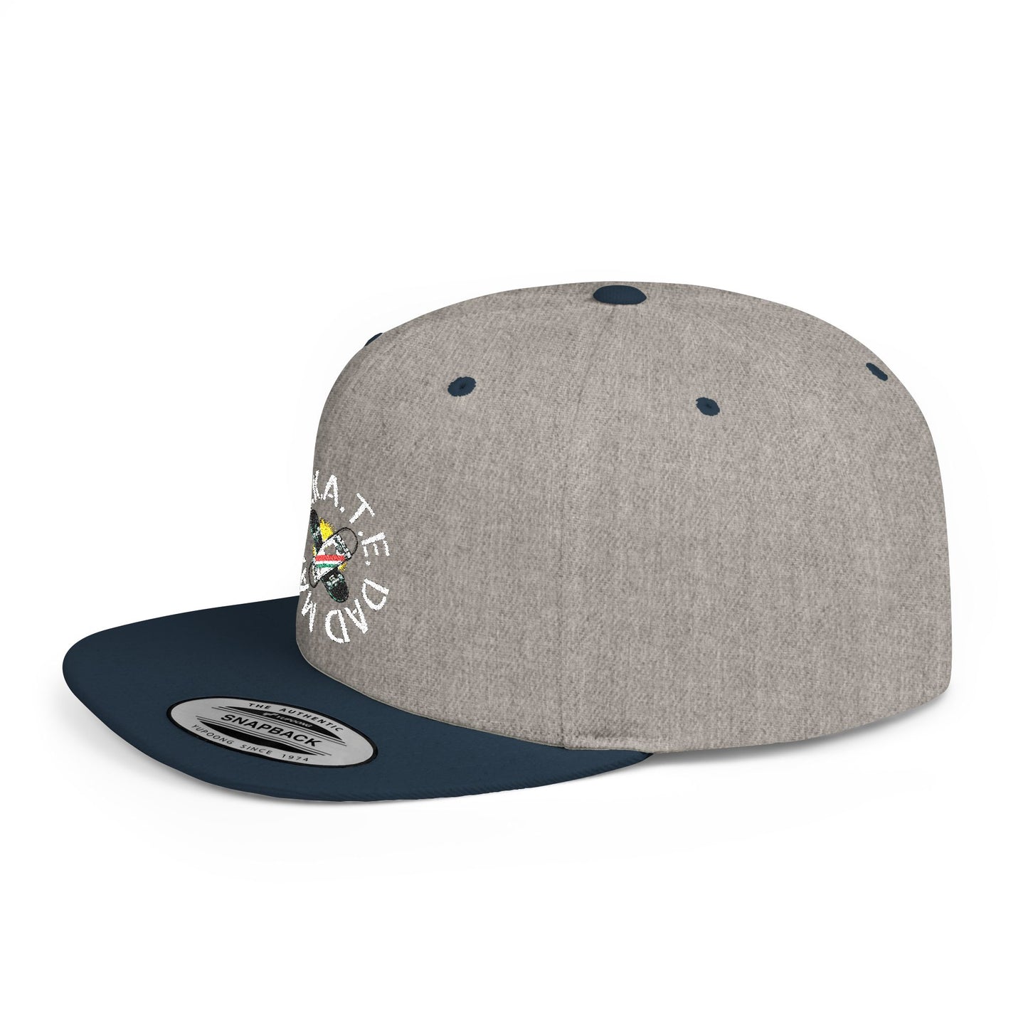 S.K.A.T.E DAD MAFIA Camo Flat Bill Snapback, Trendy Baseball Cap, Outdoor Headwear, Streetwear Accessory, Gift for Him