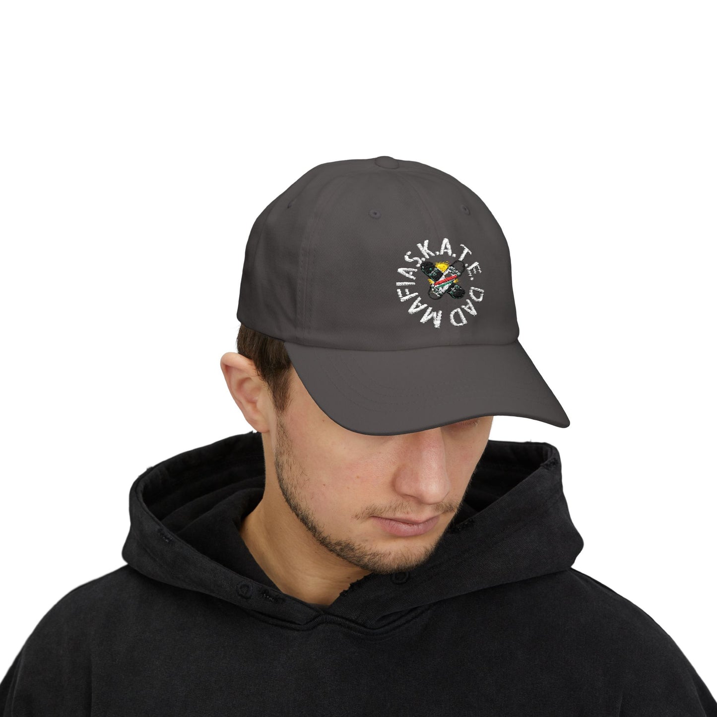 Skate Dad Mafia Cap with Fun Design, Casual Baseball Hat, Gift for Dads, Trendy Men's Cap, Outdoor Accessory