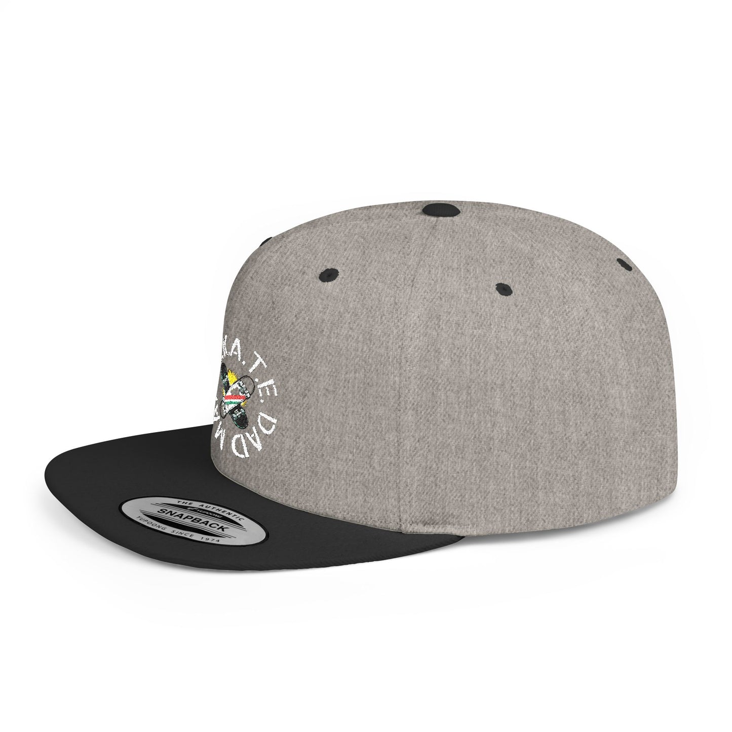 S.K.A.T.E DAD MAFIA Camo Flat Bill Snapback, Trendy Baseball Cap, Outdoor Headwear, Streetwear Accessory, Gift for Him