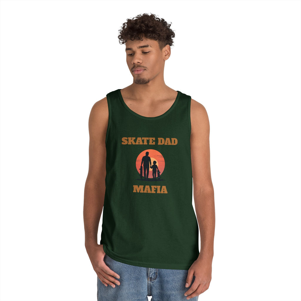 Skate Dad Mafia Tank Top — Father & Kids Skateboarding Sunset Tee