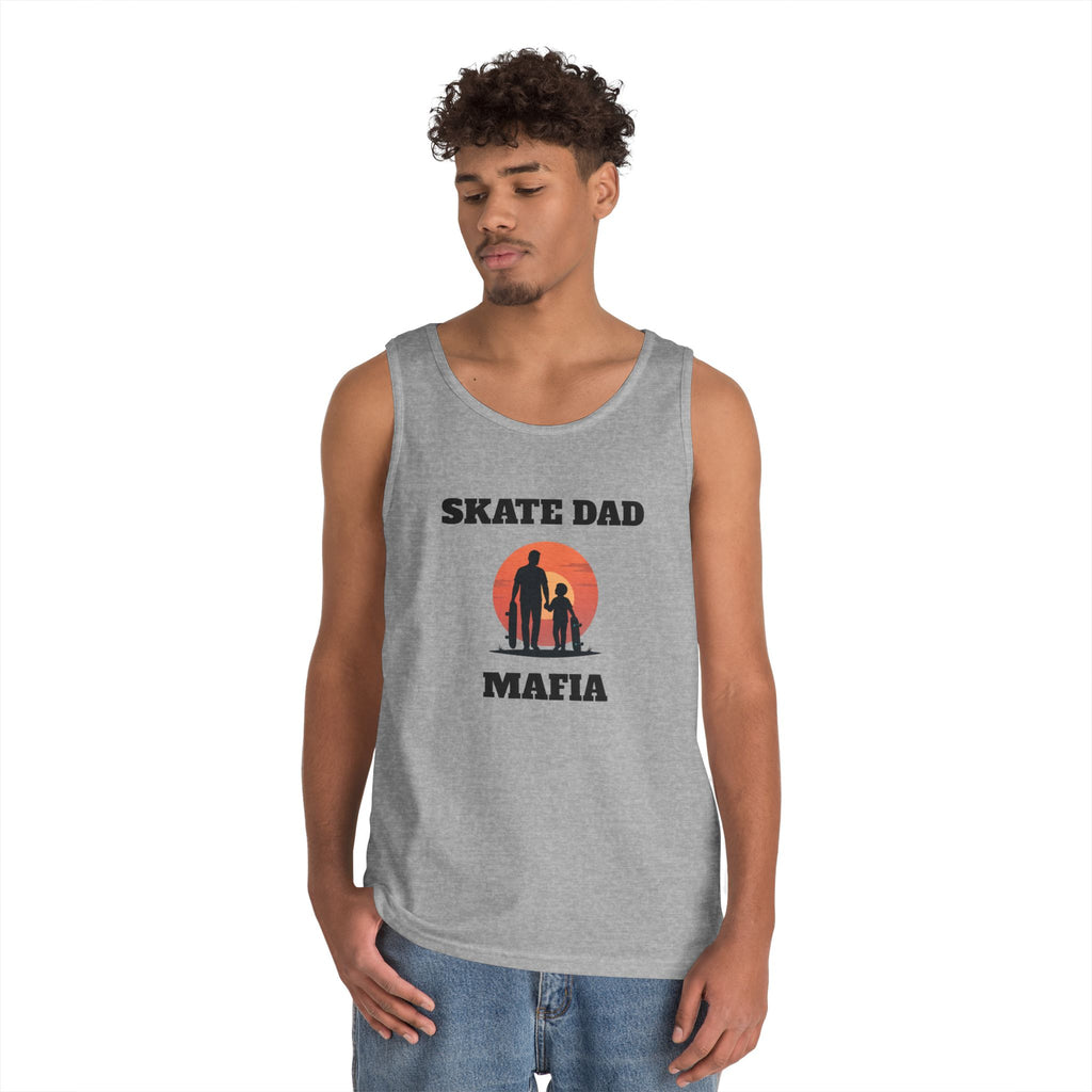 Skate Dad Mafia Tank Top — Father & Kids Skateboarding Sunset Tee