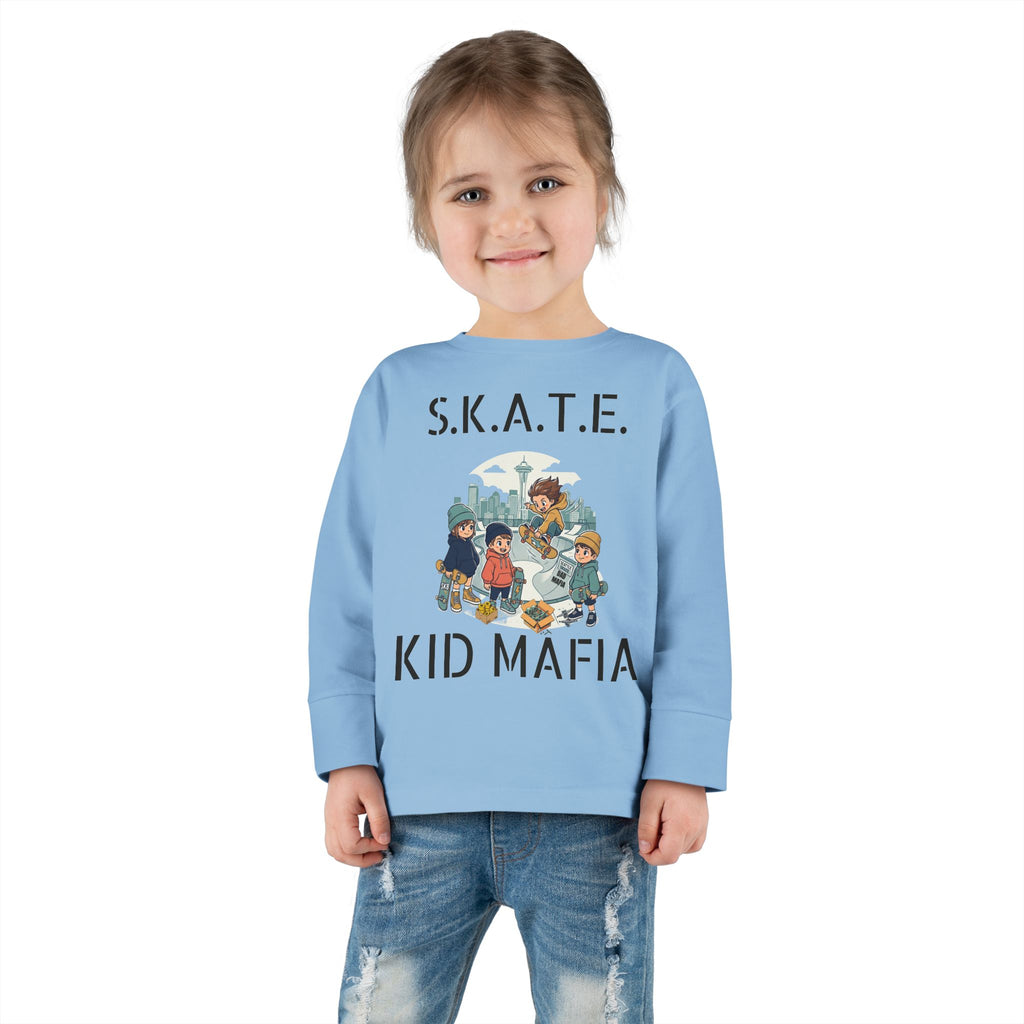Skate Kid Mafia Toddler Long Sleeve Tee, Cozy Toddler Top, Kids Skate Shirt, Baby Shower Gift, Fun Playwear
