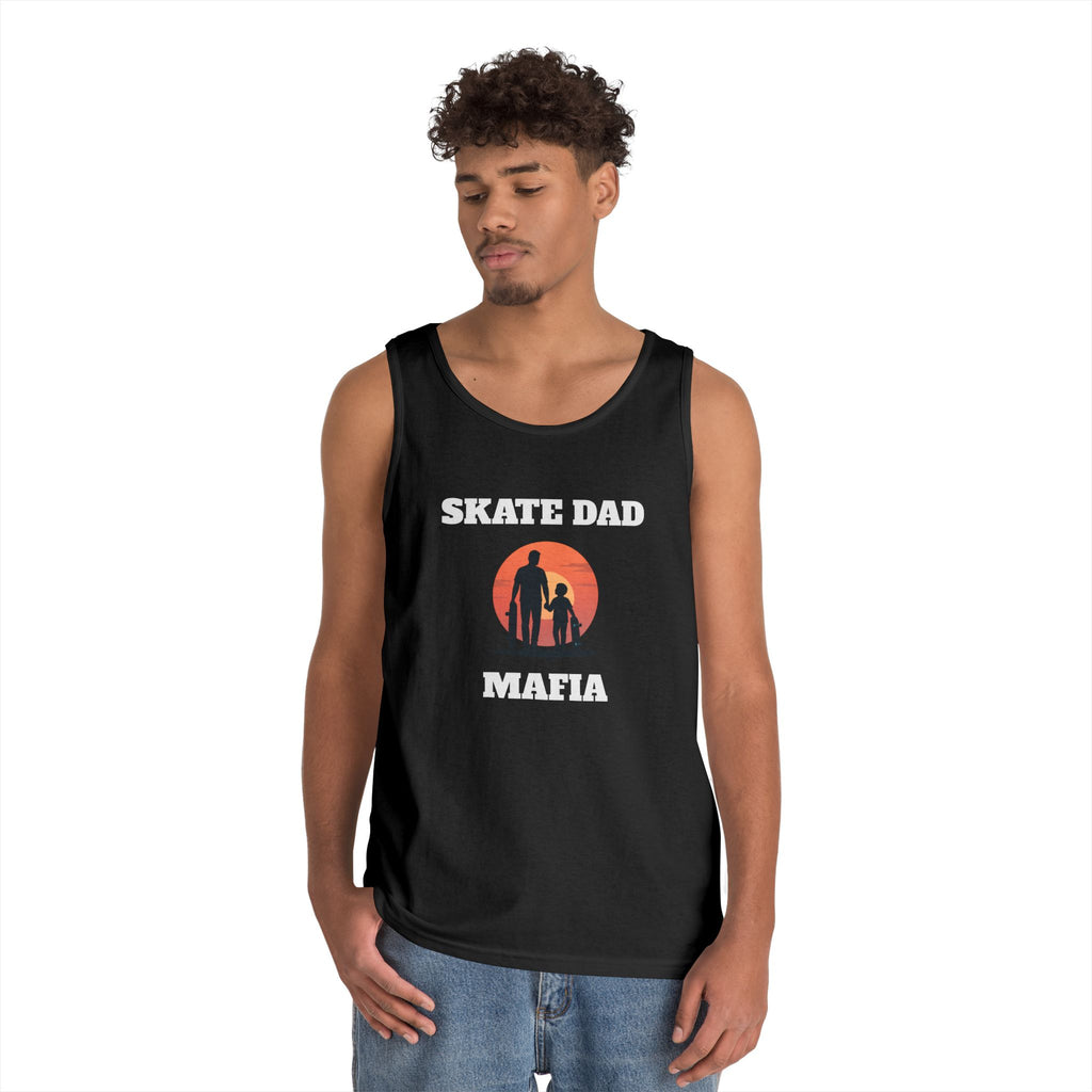 Skate Dad Mafia Tank Top — Father & Kids Skateboarding Sunset Tee