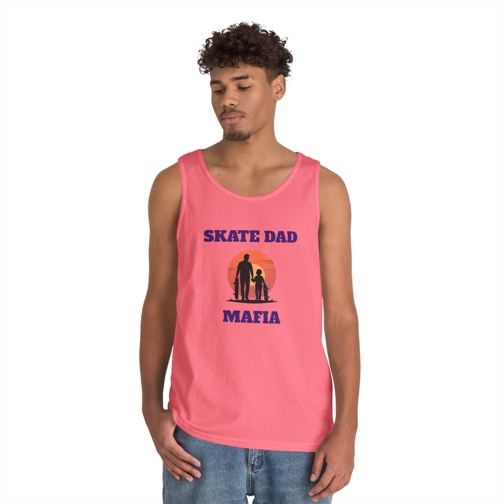 Skate Dad Mafia Tank Top — Father & Kids Skateboarding Sunset Tee