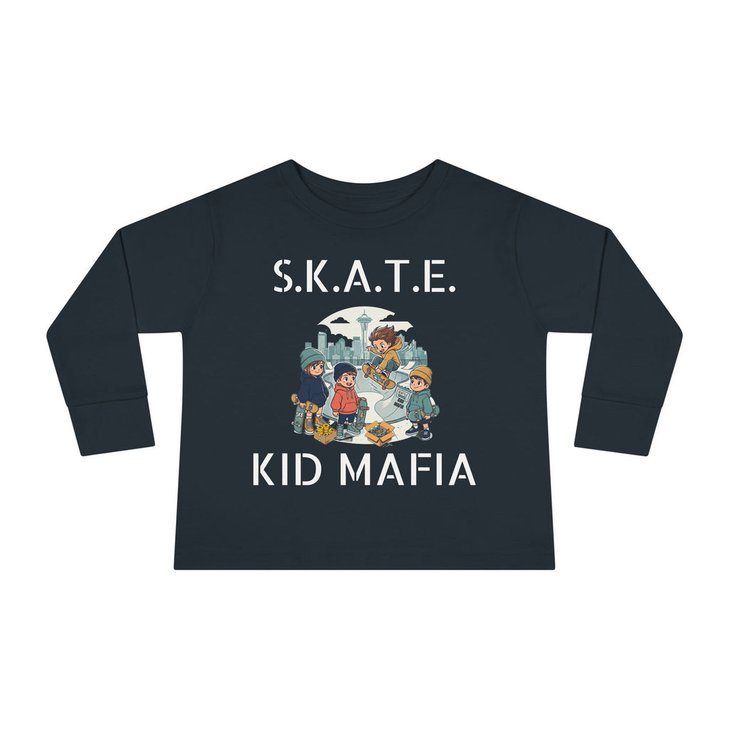 Skate Kid Mafia Toddler Long Sleeve Tee, Cozy Toddler Top, Kids Skate Shirt, Baby Shower Gift, Fun Playwear