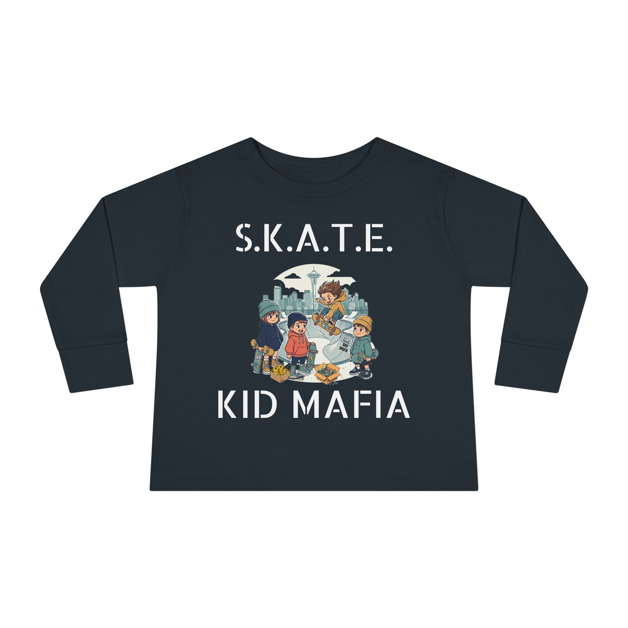 Skate Kid Mafia Toddler Long Sleeve Tee, Cozy Toddler Top, Kids Skate Shirt, Baby Shower Gift, Fun Playwear
