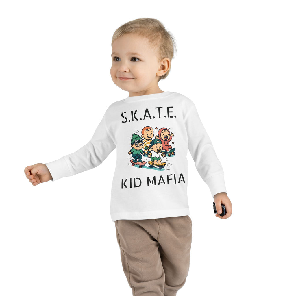Skate Kid Mafia Toddler Long Sleeve Tee, Cozy Toddler Top, Kids Skate Shirt, Baby Shower Gift, Fun Playwear