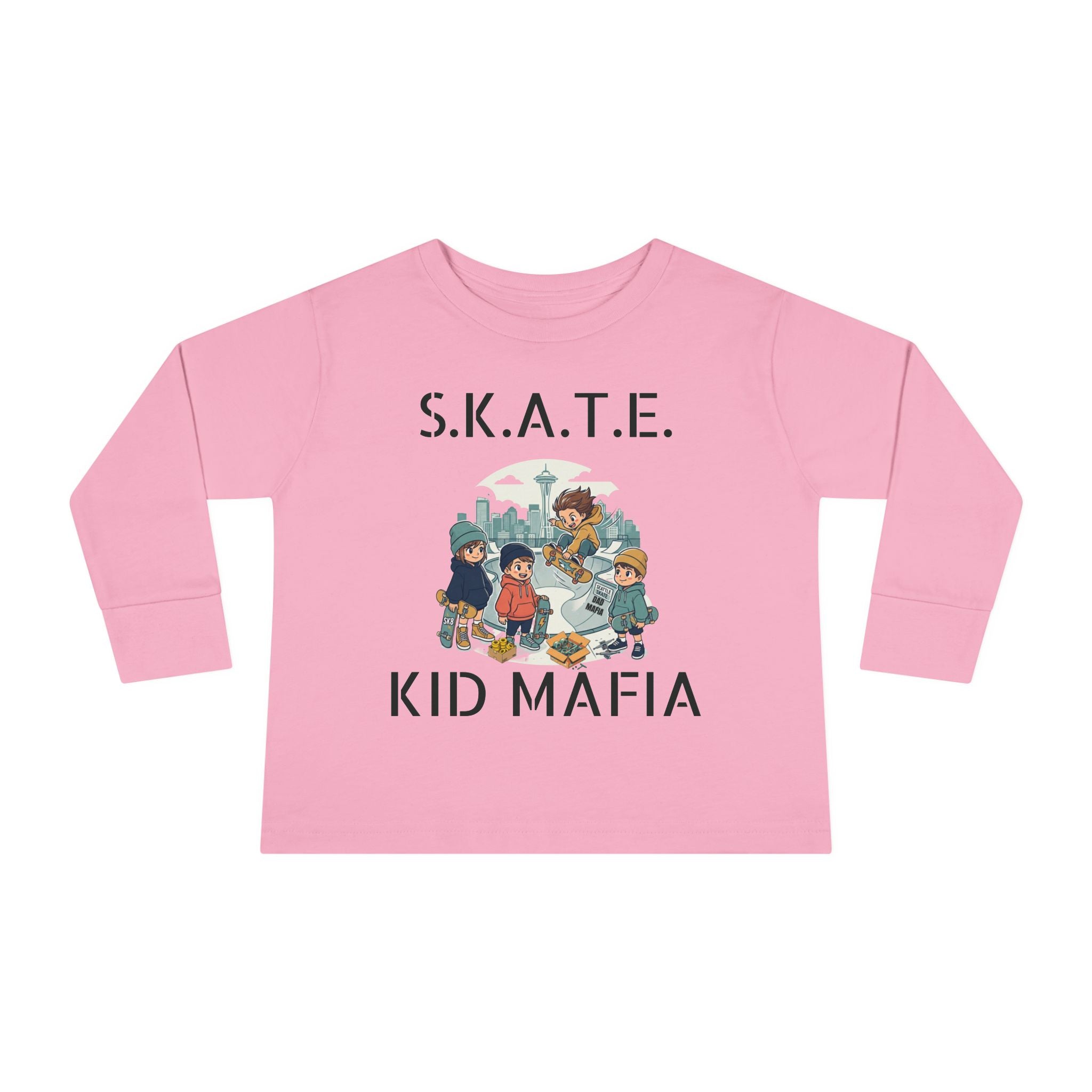 Skate Kid Mafia Toddler Long Sleeve Tee, Cozy Toddler Top, Kids Skate Shirt, Baby Shower Gift, Fun Playwear