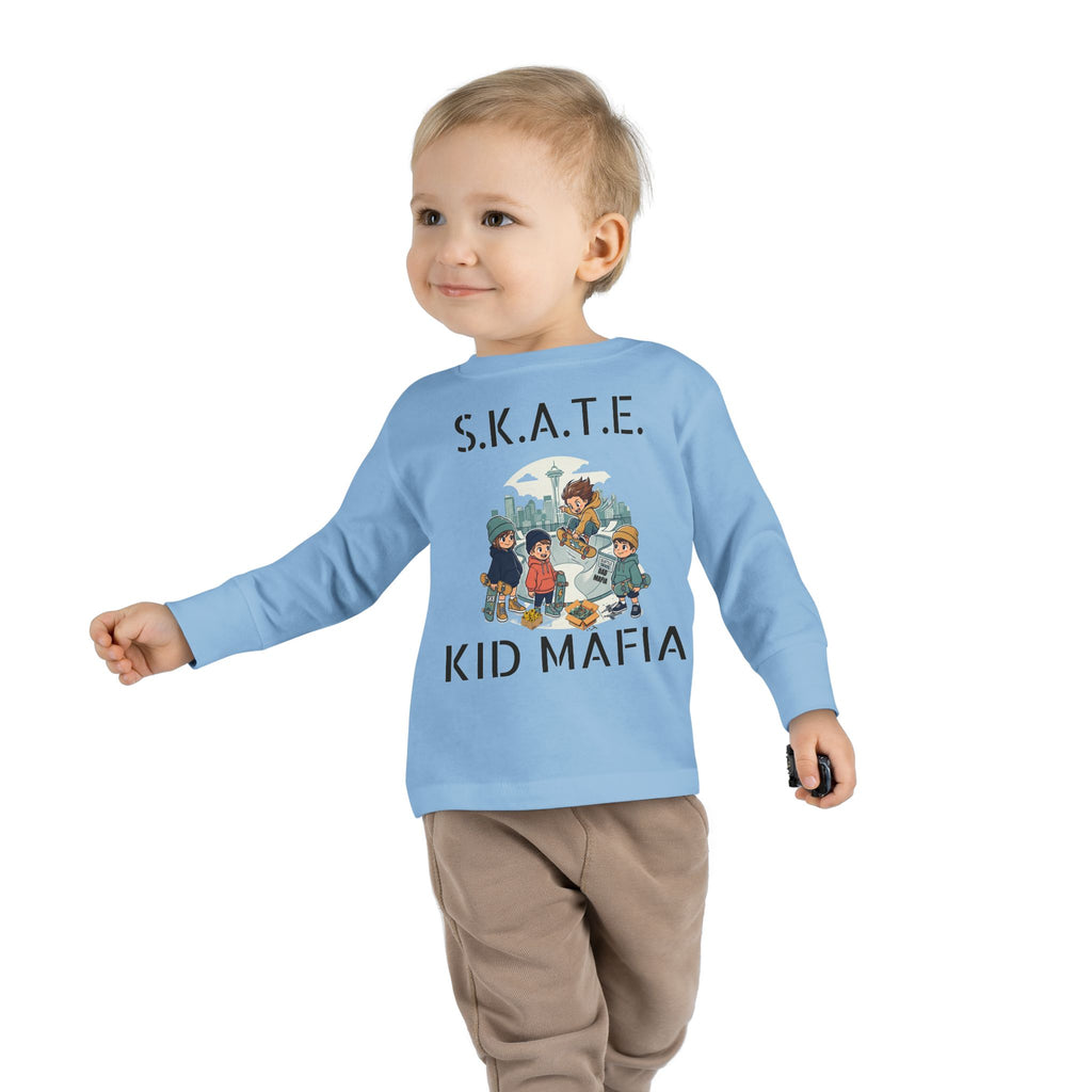 Skate Kid Mafia Toddler Long Sleeve Tee, Cozy Toddler Top, Kids Skate Shirt, Baby Shower Gift, Fun Playwear