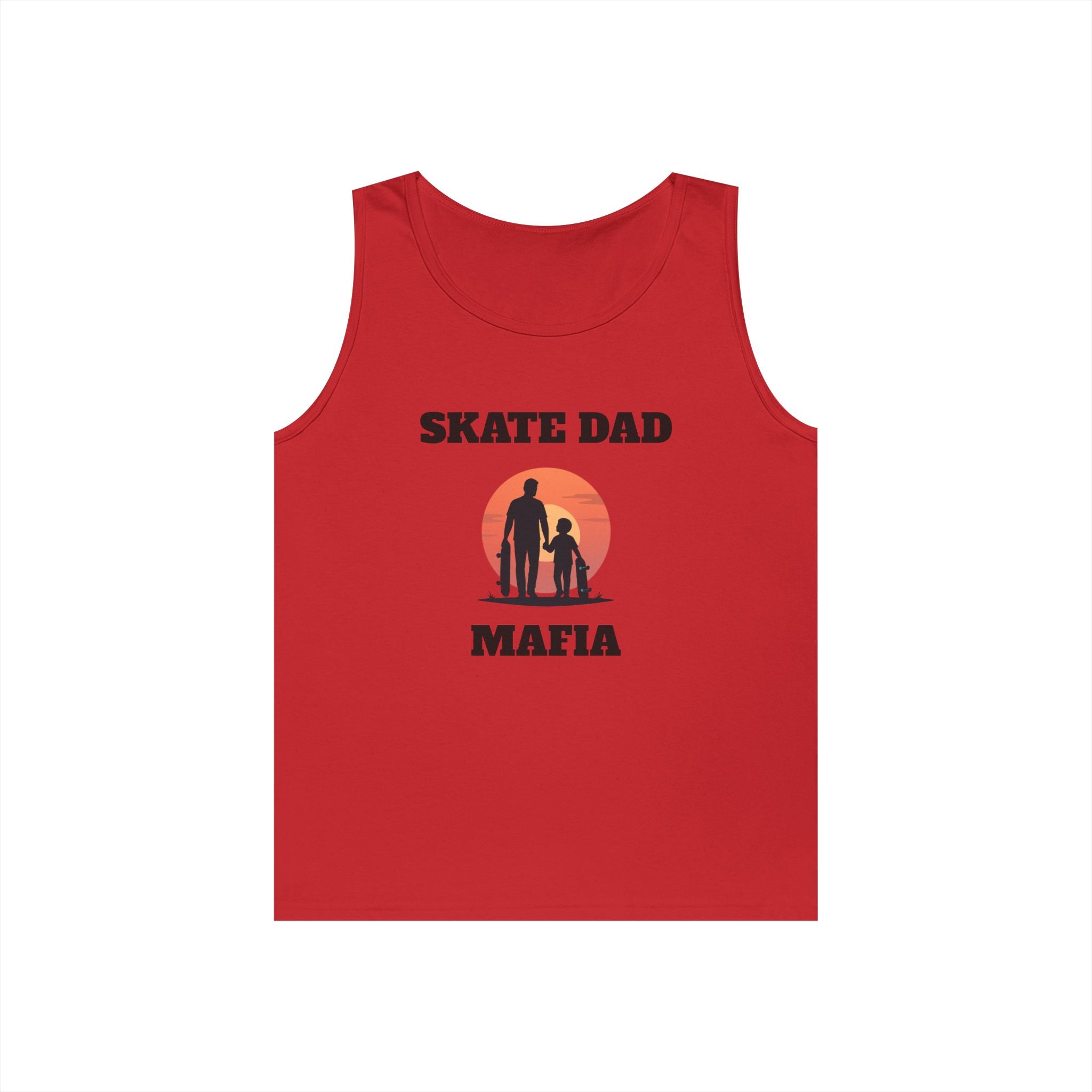 Skate Dad Mafia Tank Top — Father & Kids Skateboarding Sunset Tee