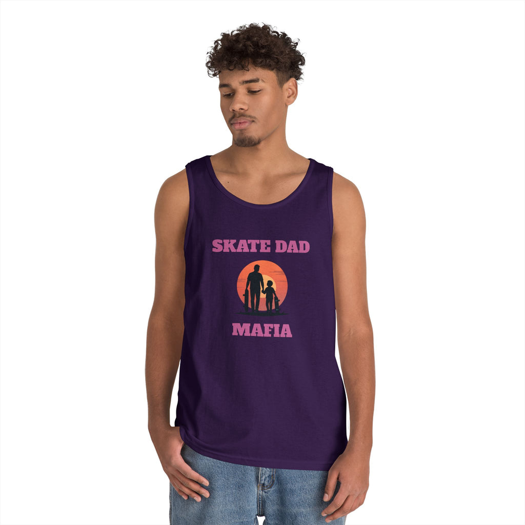 Skate Dad Mafia Tank Top — Father & Kids Skateboarding Sunset Tee
