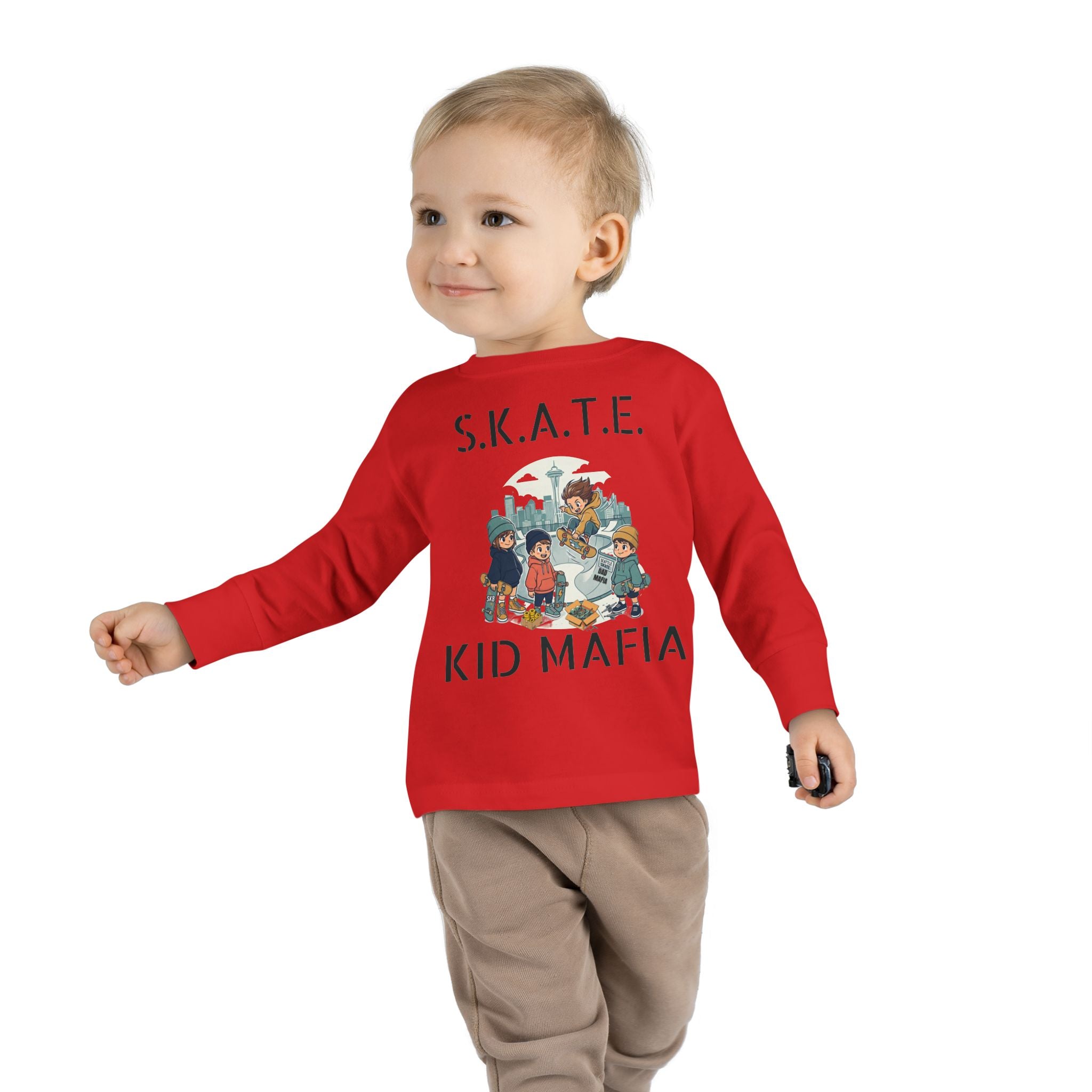 Skate Kid Mafia Toddler Long Sleeve Tee, Cozy Toddler Top, Kids Skate Shirt, Baby Shower Gift, Fun Playwear
