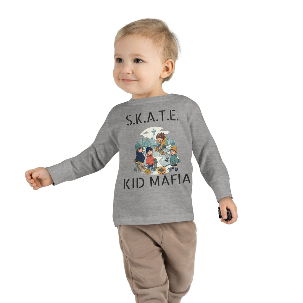 Skate Kid Mafia Toddler Long Sleeve Tee, Cozy Toddler Top, Kids Skate Shirt, Baby Shower Gift, Fun Playwear