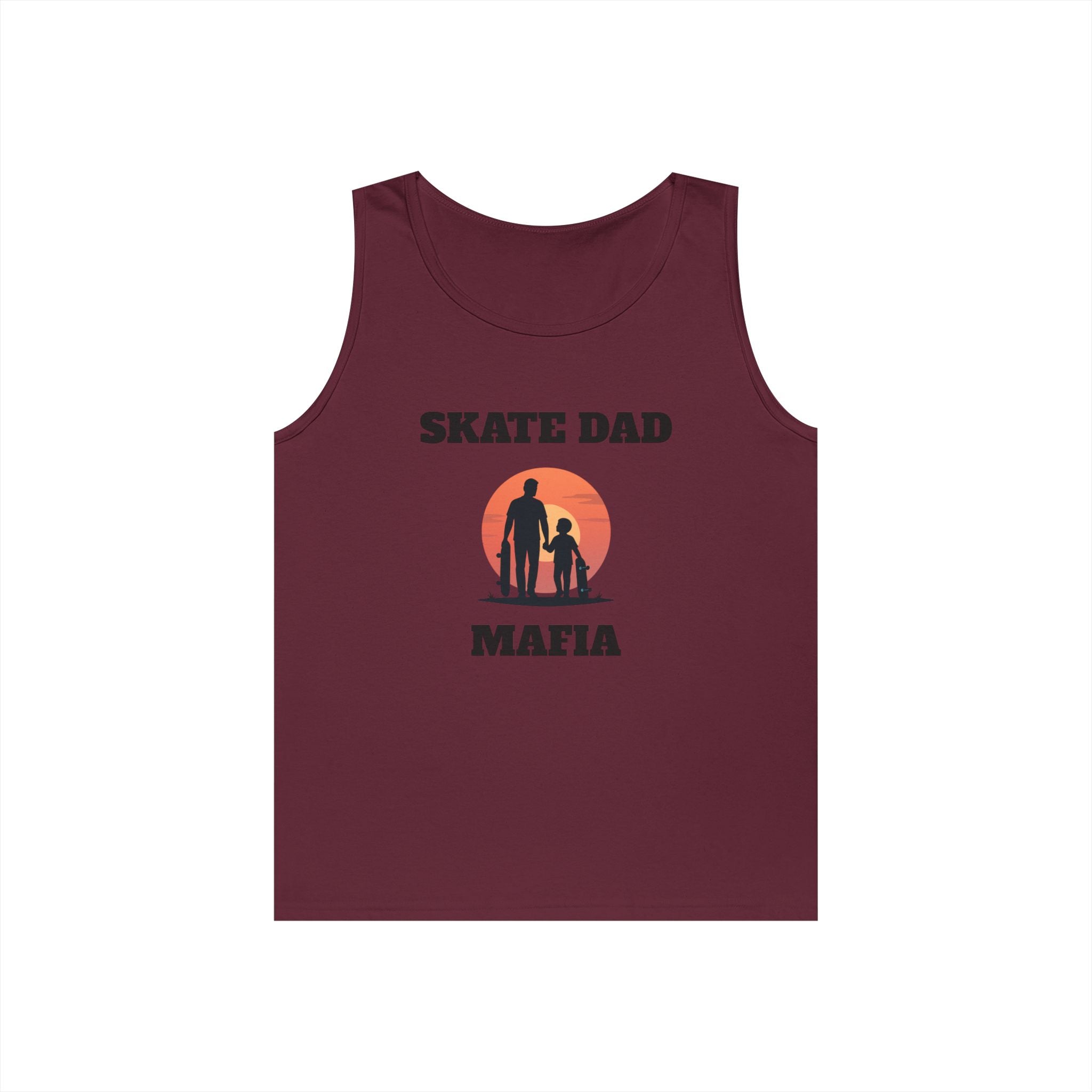 Skate Dad Mafia Tank Top — Father & Kids Skateboarding Sunset Tee