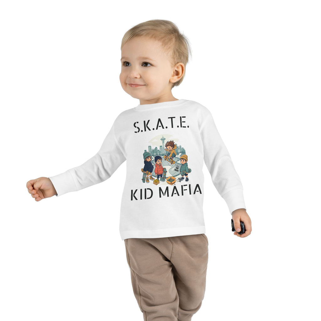 Skate Kid Mafia Toddler Long Sleeve Tee, Cozy Toddler Top, Kids Skate Shirt, Baby Shower Gift, Fun Playwear