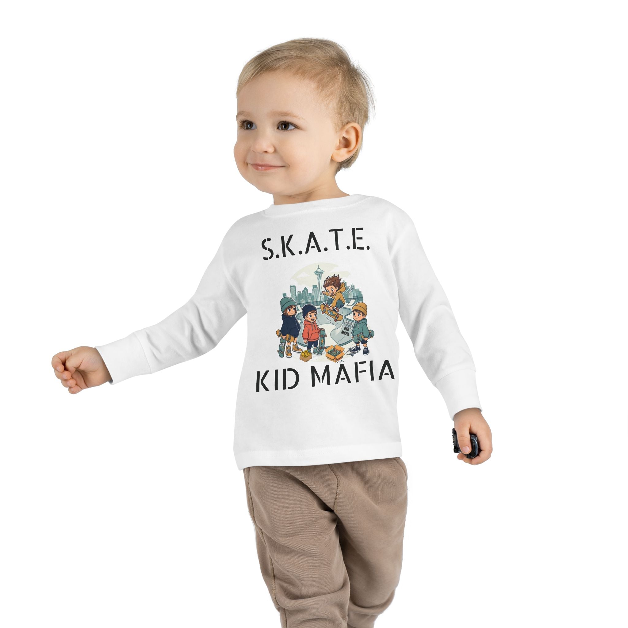 Skate Kid Mafia Toddler Long Sleeve Tee, Cozy Toddler Top, Kids Skate Shirt, Baby Shower Gift, Fun Playwear