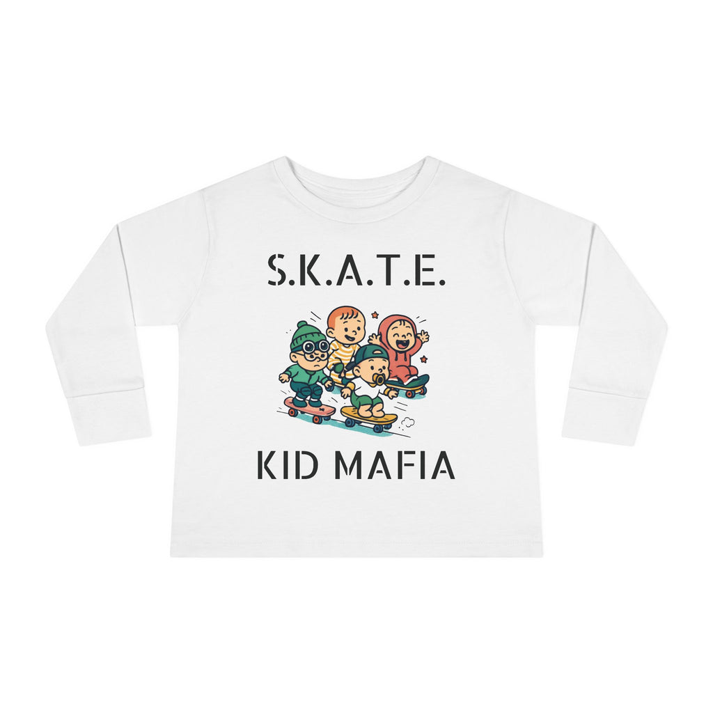 Skate Kid Mafia Toddler Long Sleeve Tee, Cozy Toddler Top, Kids Skate Shirt, Baby Shower Gift, Fun Playwear