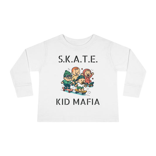 Skate Kid Mafia Toddler Long Sleeve Tee, Cozy Toddler Top, Kids Skate Shirt, Baby Shower Gift, Fun Playwear
