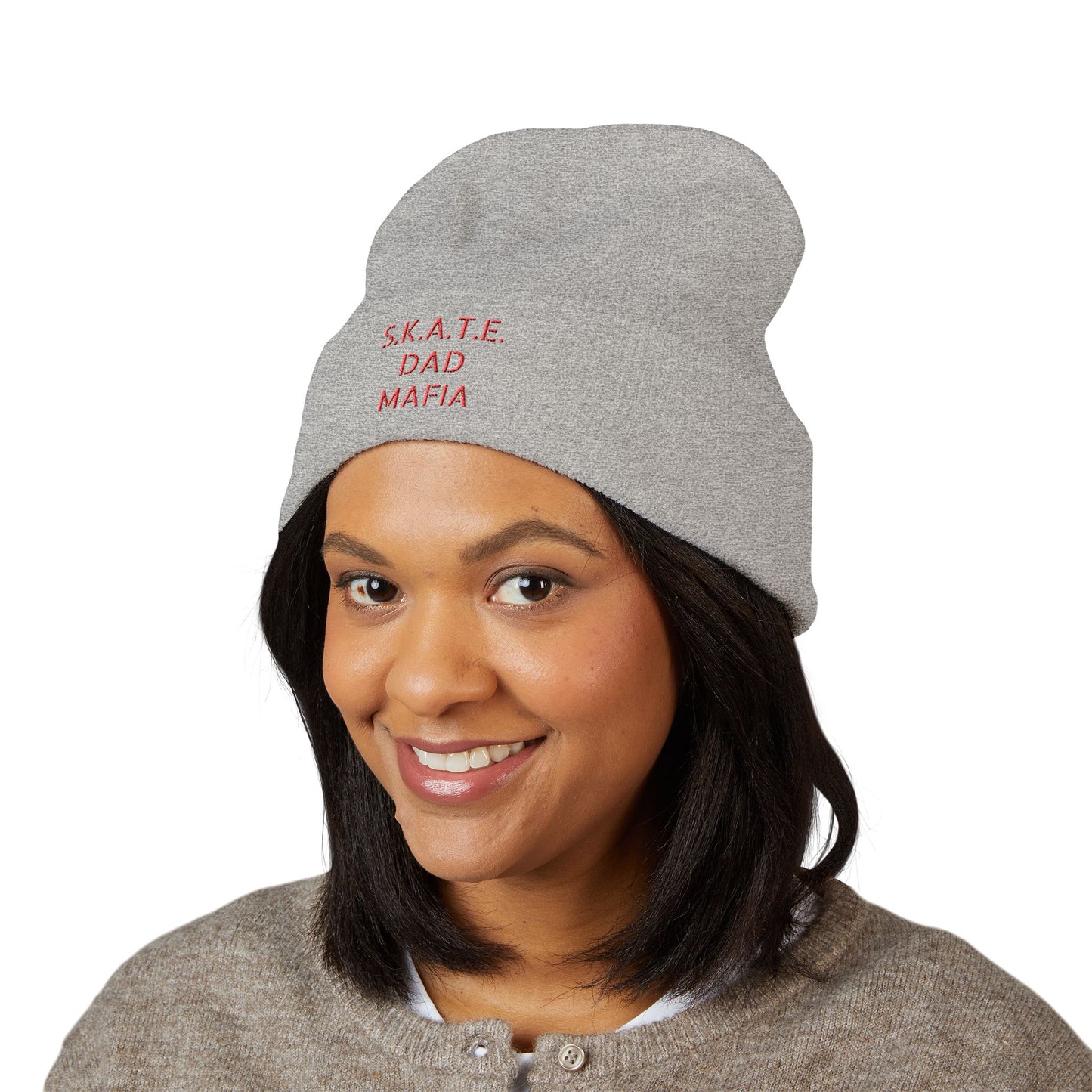 Skate Dad Embroidered Beanie | Streetwear Accessory, Winter Fashion, Cool Gift for Dads, Skateboard Enthusiasts, Casual Style