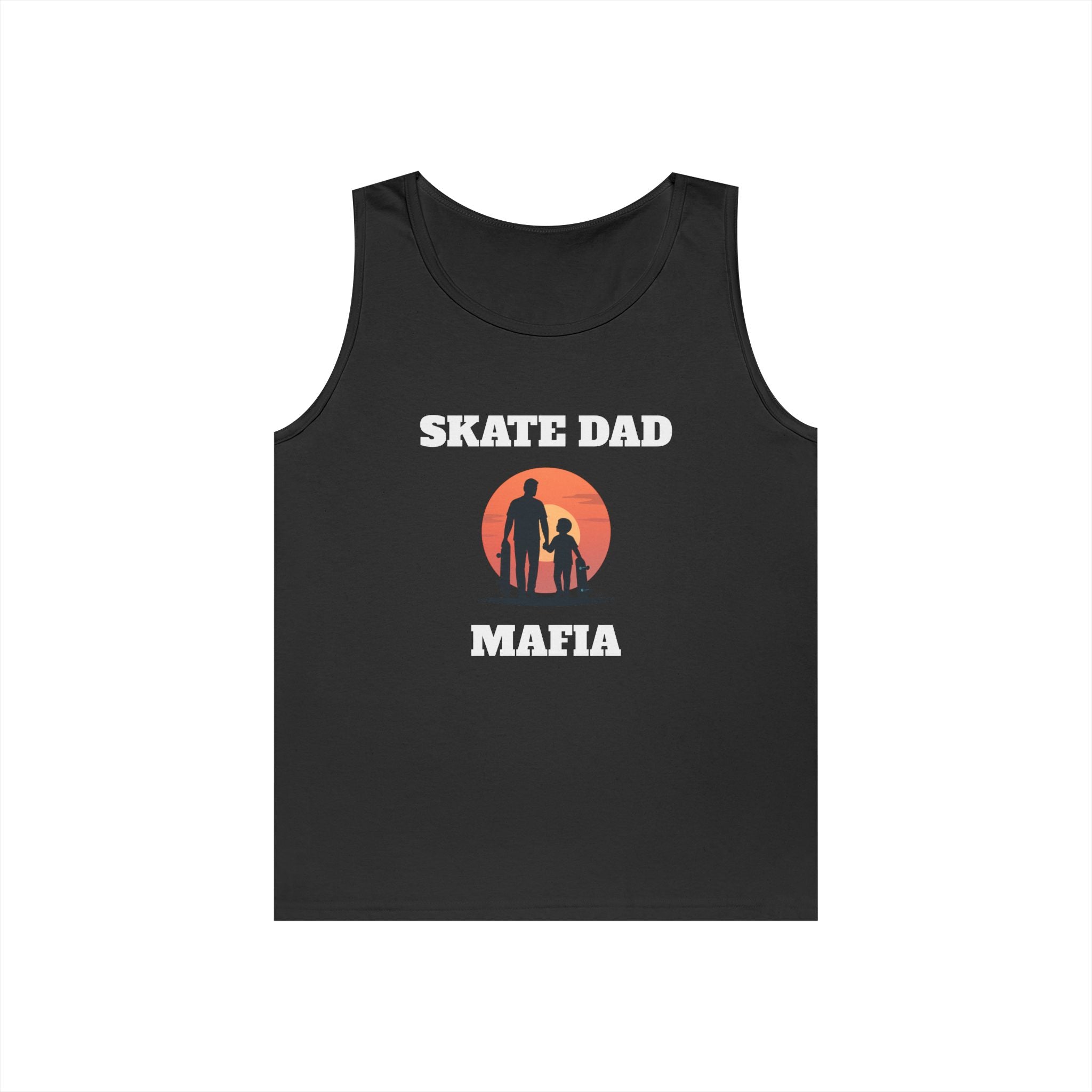 Skate Dad Mafia Tank Top — Father & Kids Skateboarding Sunset Tee
