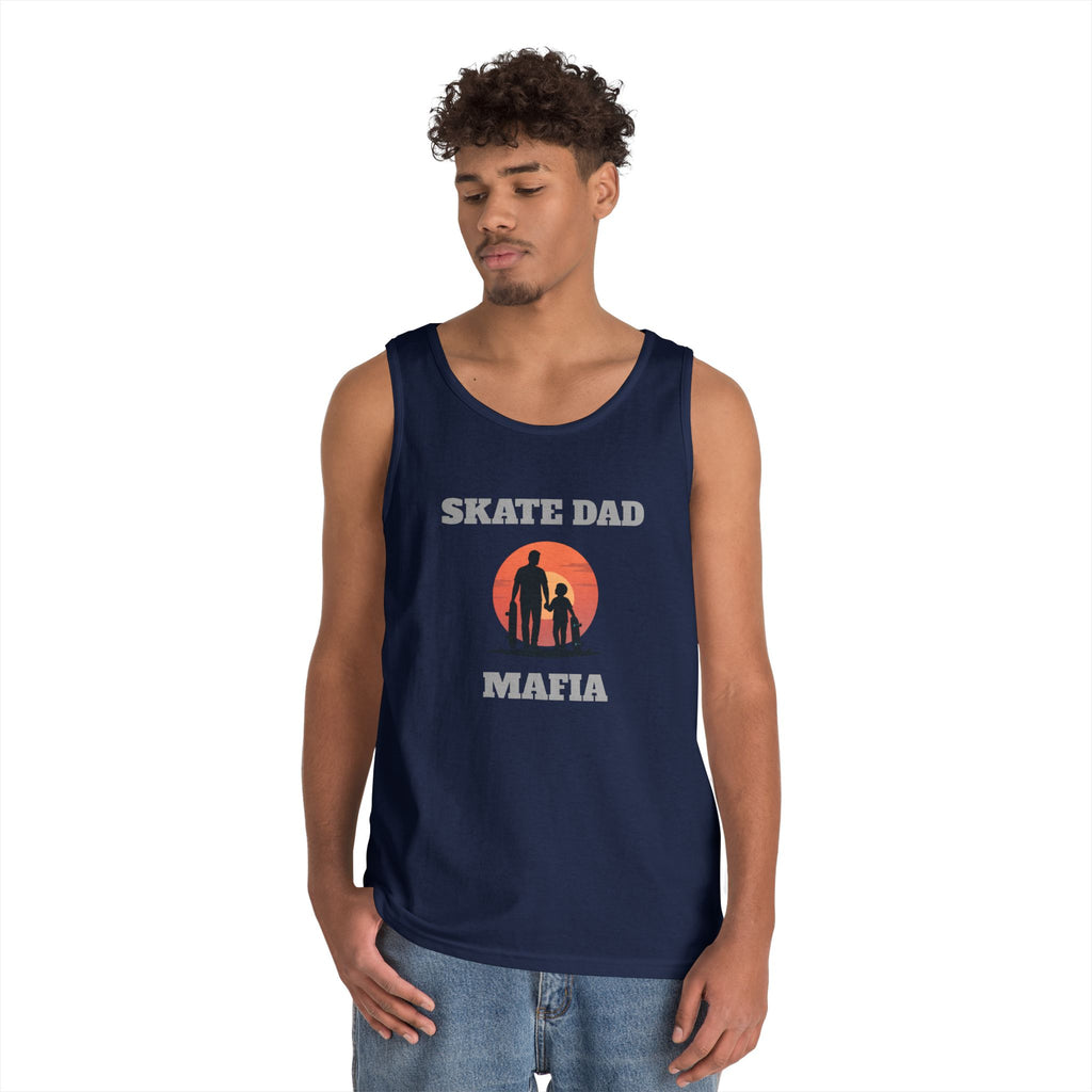 Skate Dad Mafia Tank Top — Father & Kids Skateboarding Sunset Tee