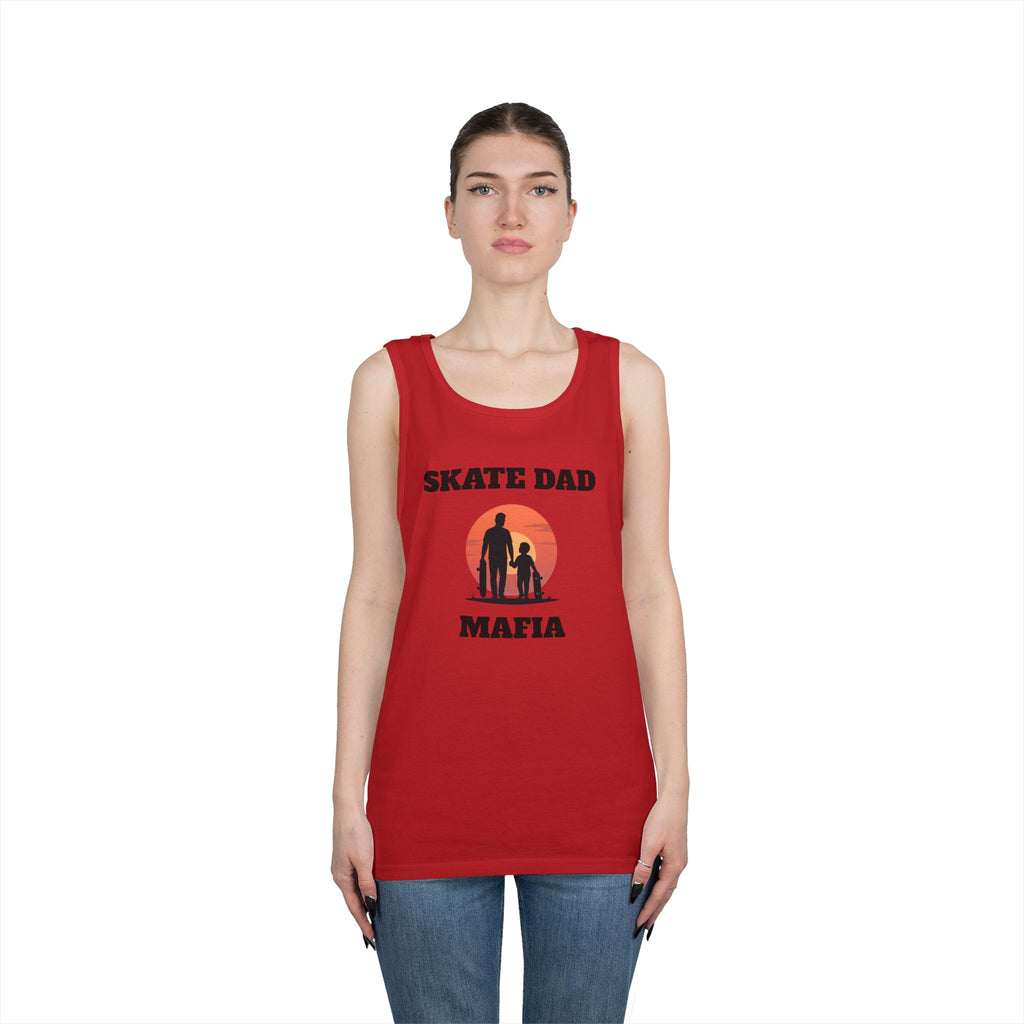 Skate Dad Mafia Tank Top — Father & Kids Skateboarding Sunset Tee