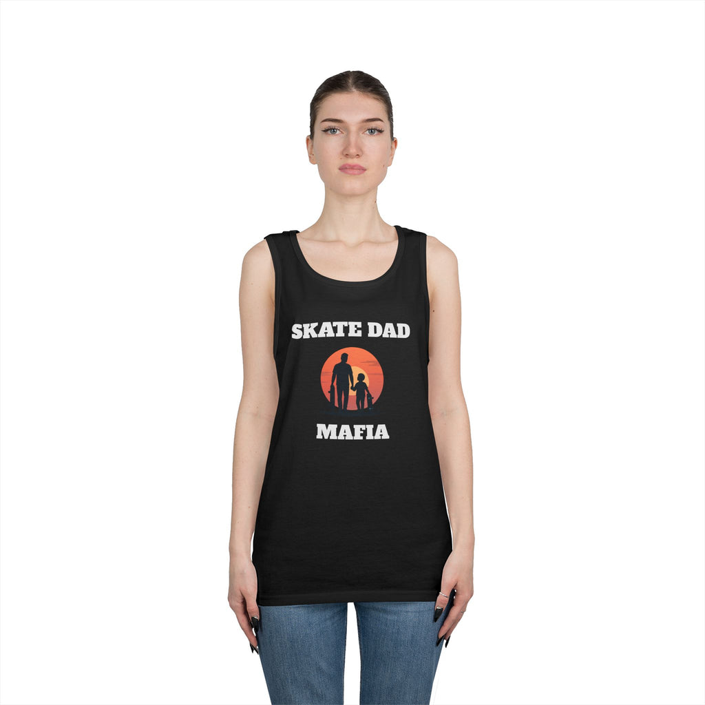 Skate Dad Mafia Tank Top — Father & Kids Skateboarding Sunset Tee