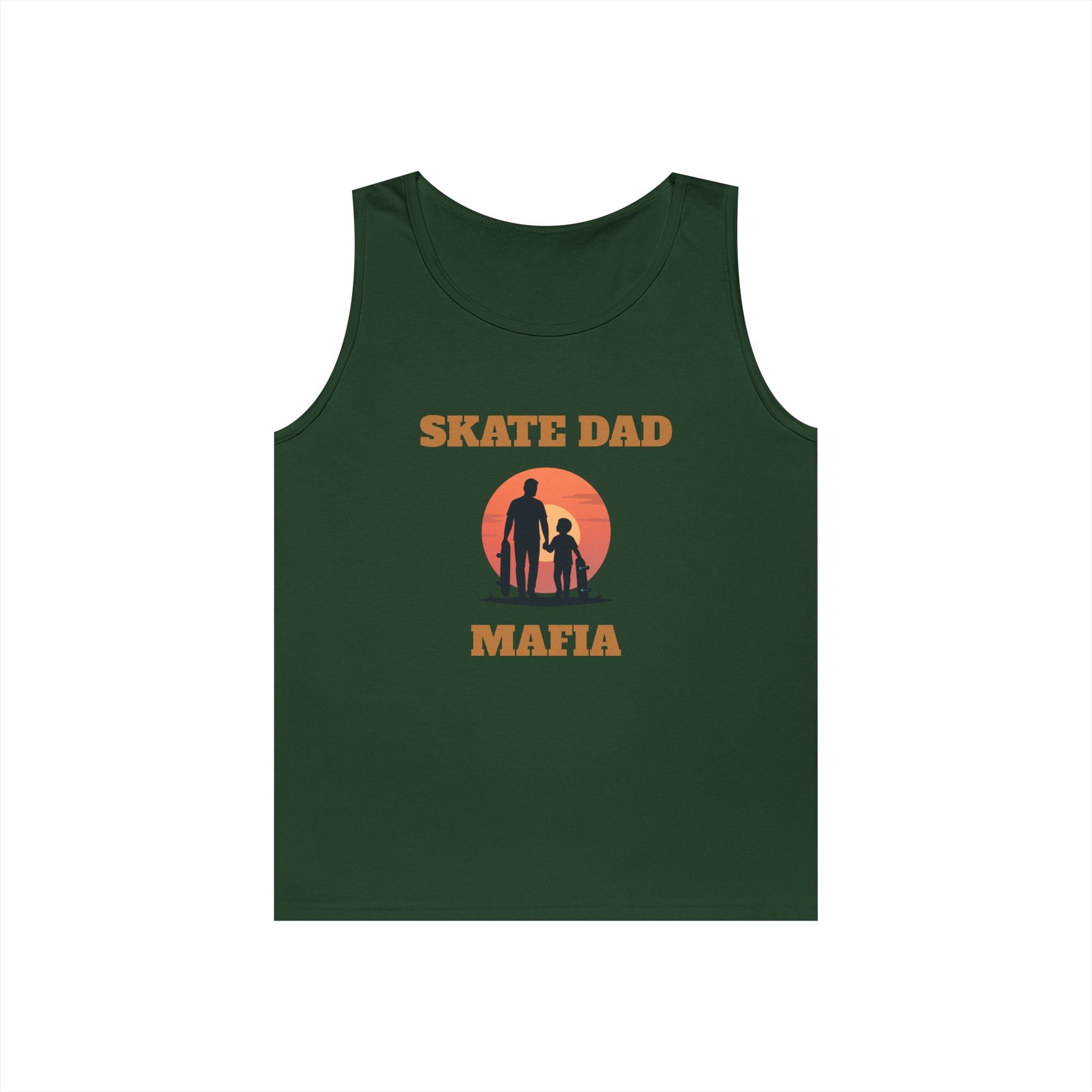 Skate Dad Mafia Tank Top — Father & Kids Skateboarding Sunset Tee