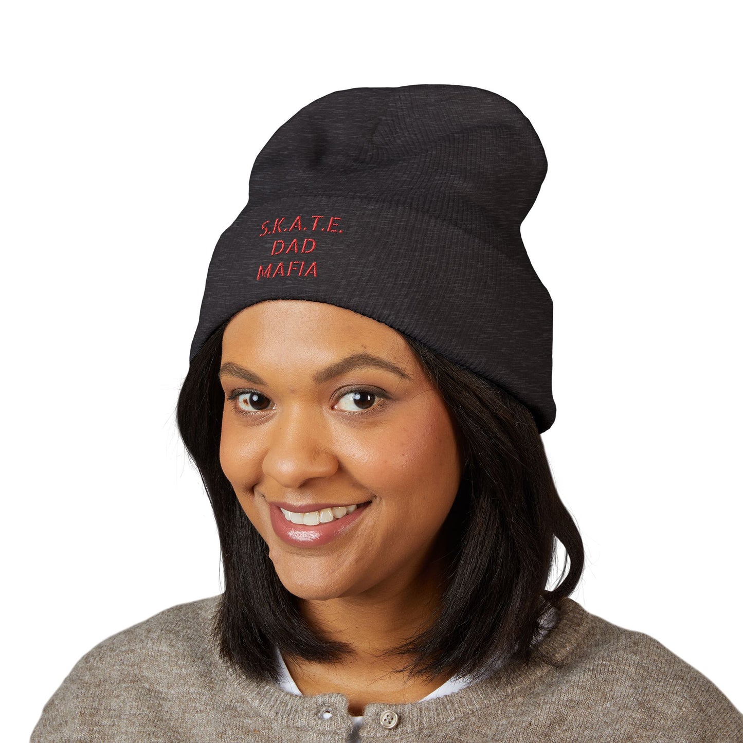Skate Dad Embroidered Beanie | Streetwear Accessory, Winter Fashion, Cool Gift for Dads, Skateboard Enthusiasts, Casual Style