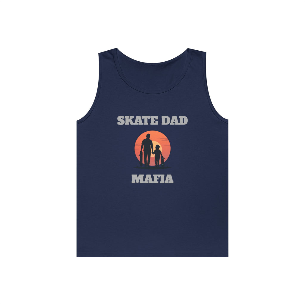 Skate Dad Mafia Tank Top — Father & Kids Skateboarding Sunset Tee
