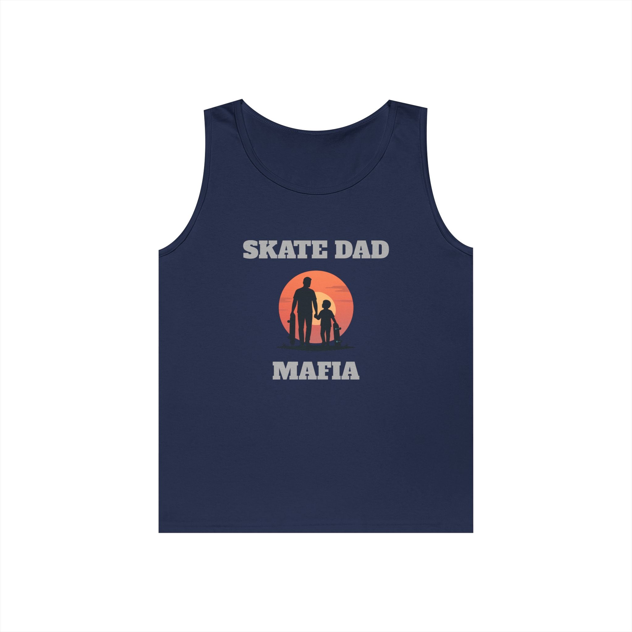 Skate Dad Mafia Tank Top — Father & Kids Skateboarding Sunset Tee