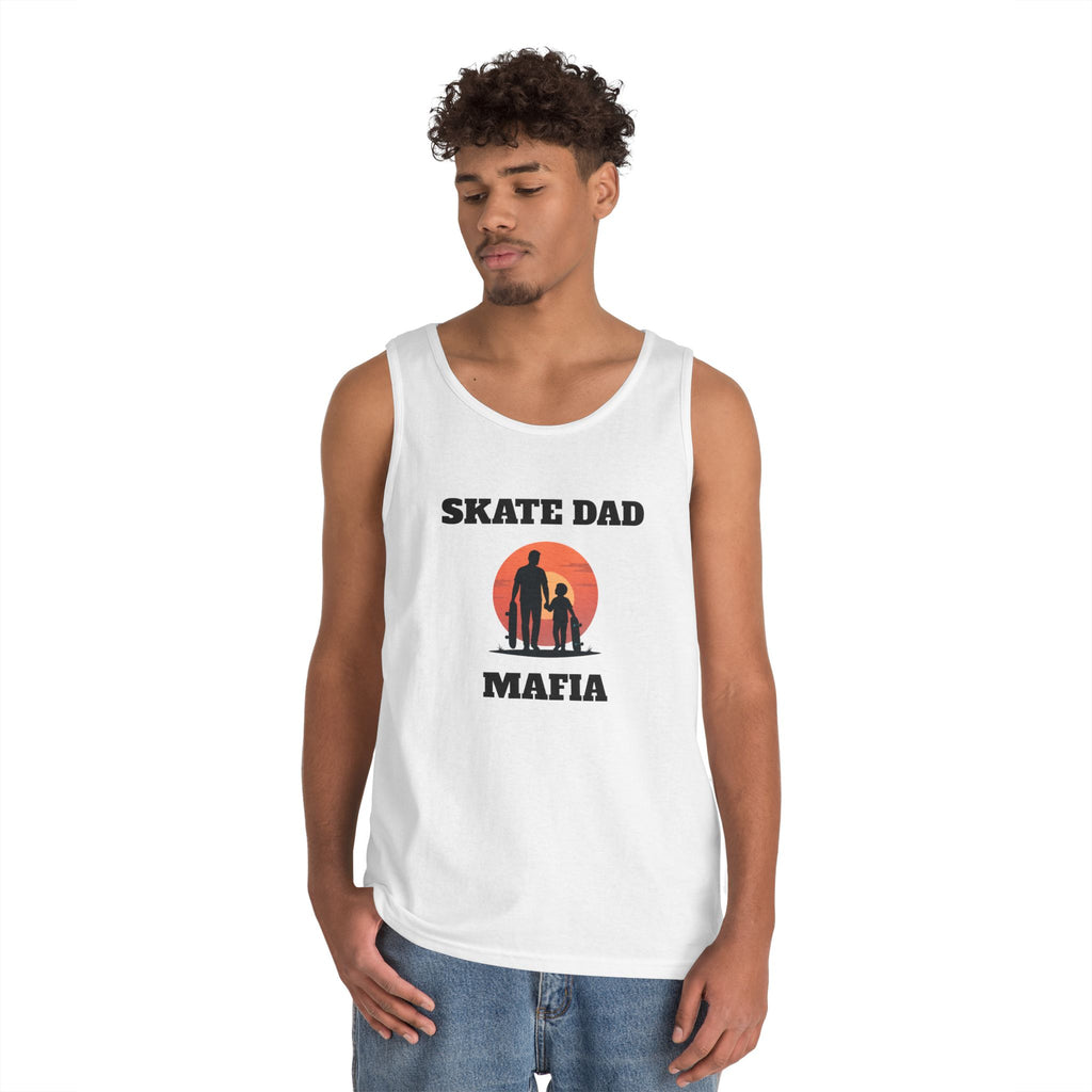 Skate Dad Mafia Tank Top — Father & Kids Skateboarding Sunset Tee