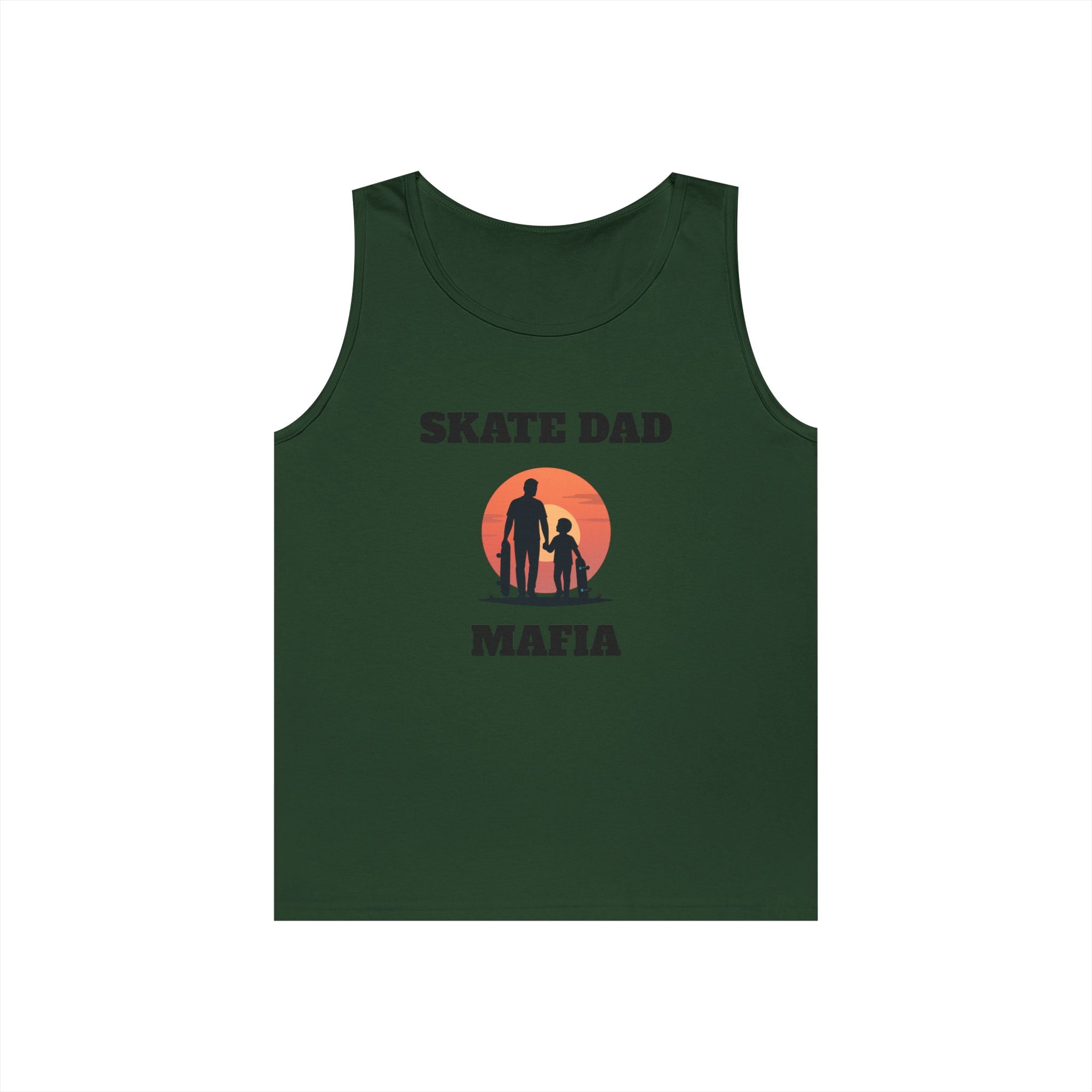 Skate Dad Mafia Tank Top — Father & Kids Skateboarding Sunset Tee