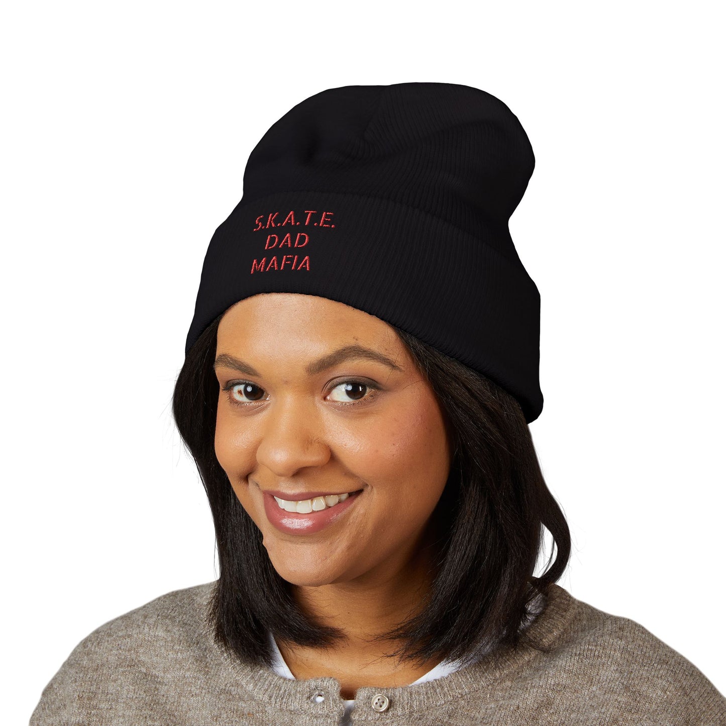 Skate Dad Embroidered Beanie | Streetwear Accessory, Winter Fashion, Cool Gift for Dads, Skateboard Enthusiasts, Casual Style