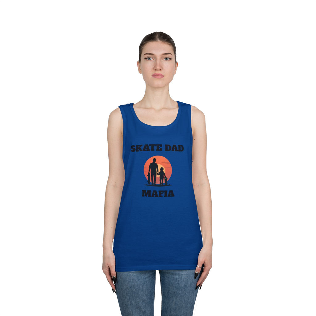 Skate Dad Mafia Tank Top — Father & Kids Skateboarding Sunset Tee