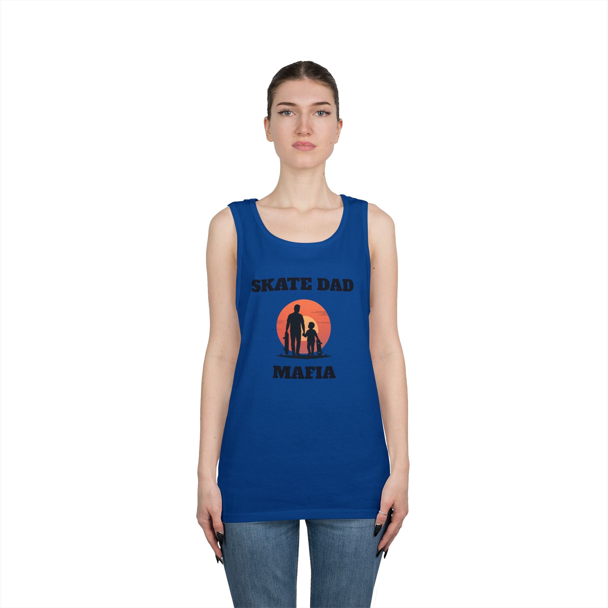 Skate Dad Mafia Tank Top — Father & Kids Skateboarding Sunset Tee