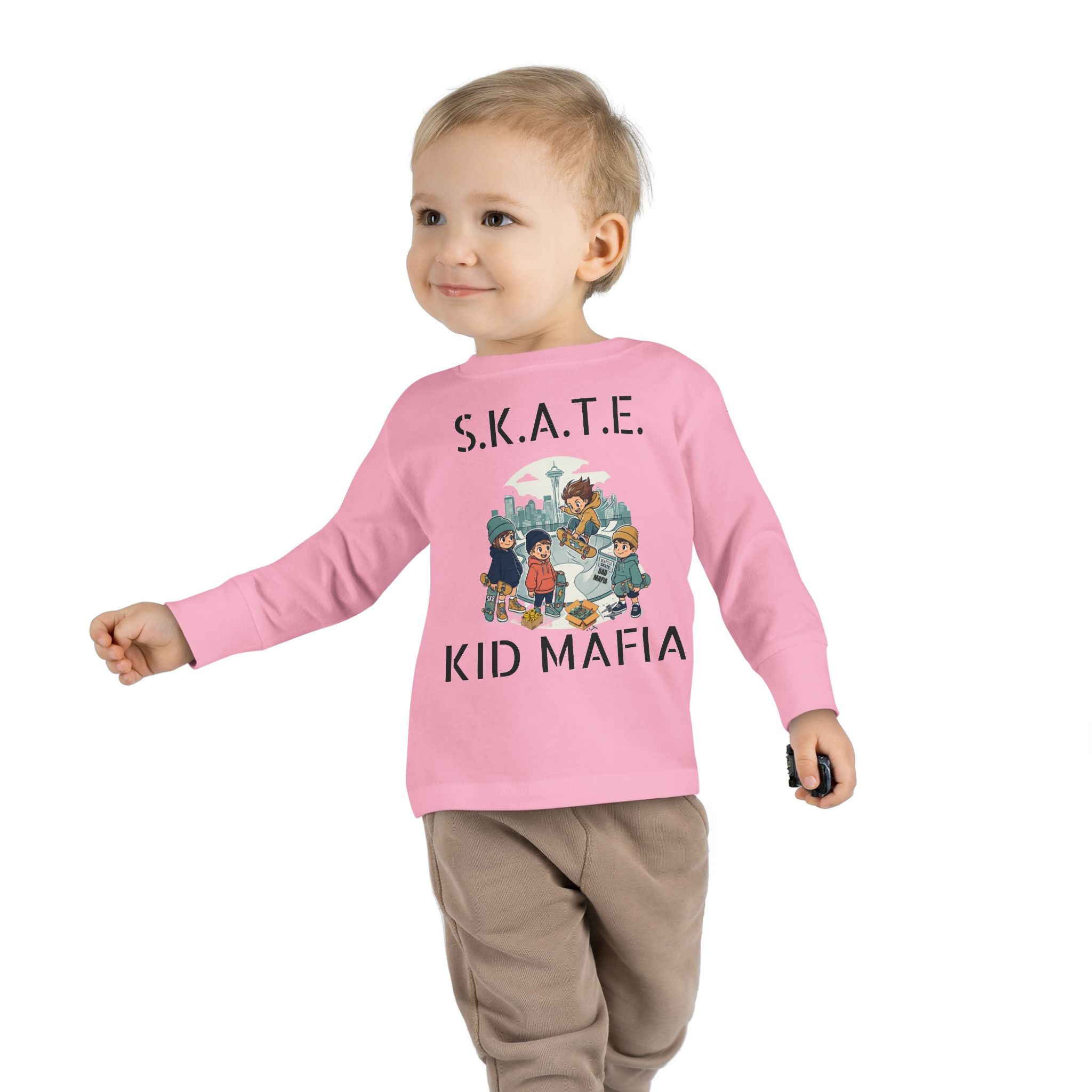 Skate Kid Mafia Toddler Long Sleeve Tee, Cozy Toddler Top, Kids Skate Shirt, Baby Shower Gift, Fun Playwear