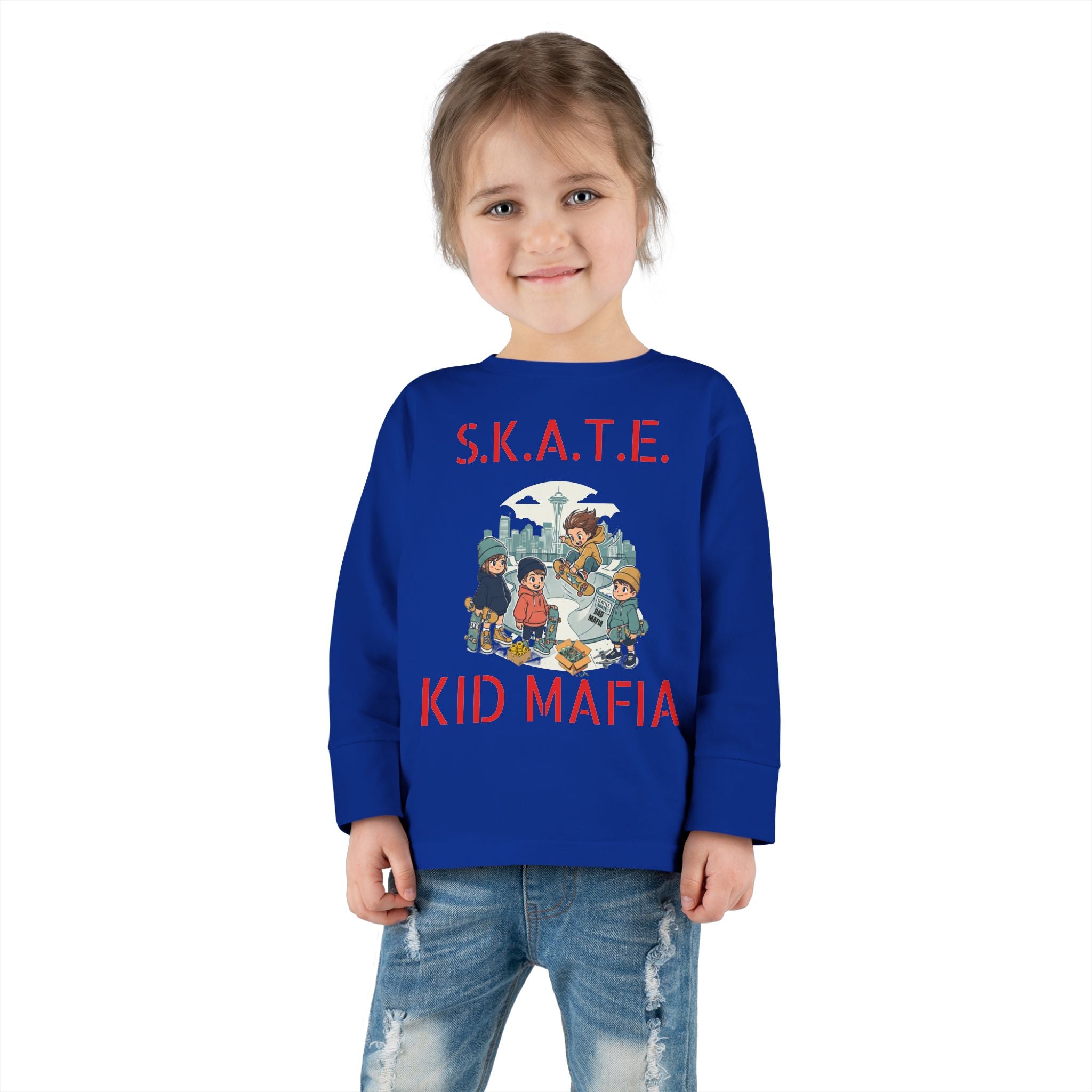 Skate Kid Mafia Toddler Long Sleeve Tee, Cozy Toddler Top, Kids Skate Shirt, Baby Shower Gift, Fun Playwear