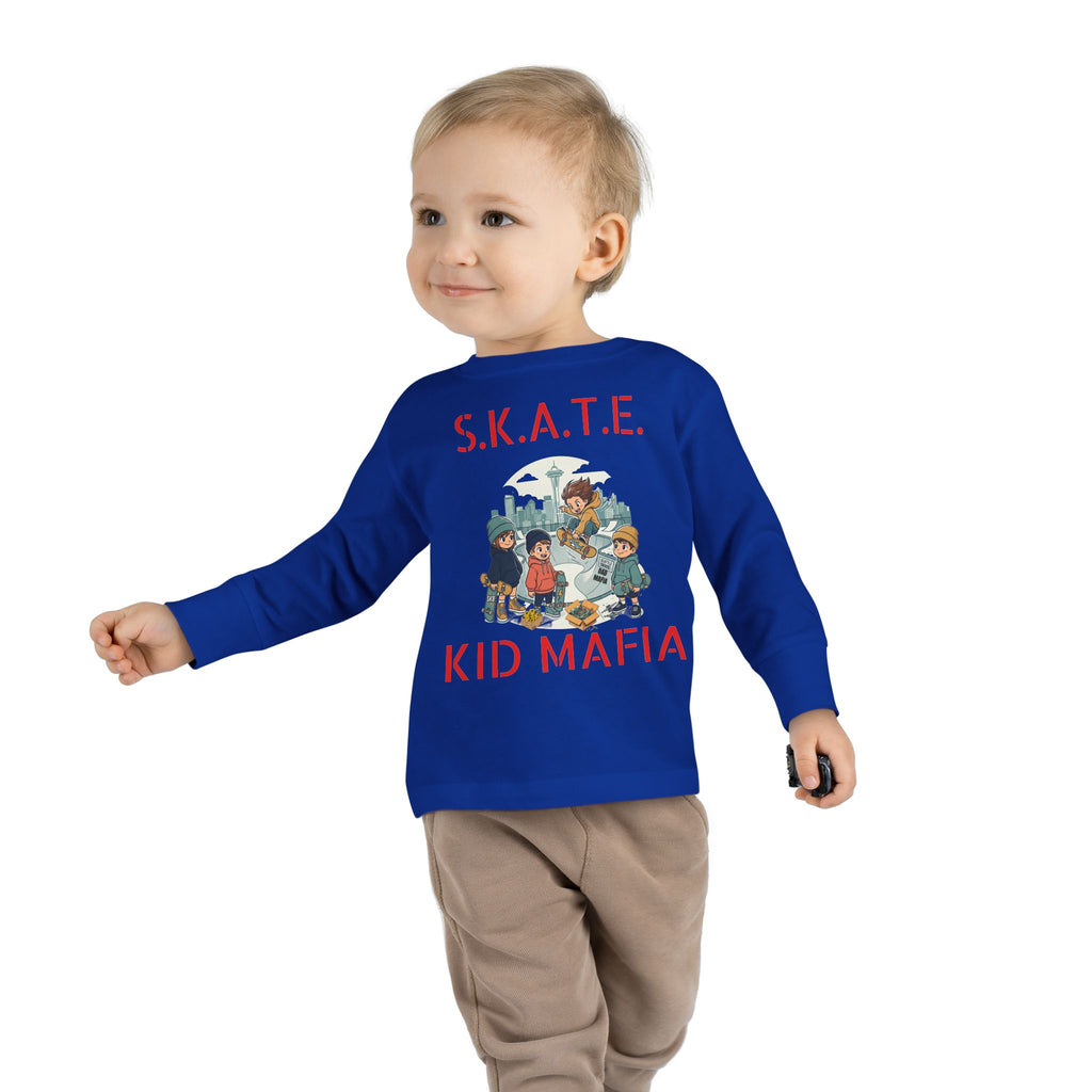 Skate Kid Mafia Toddler Long Sleeve Tee, Cozy Toddler Top, Kids Skate Shirt, Baby Shower Gift, Fun Playwear