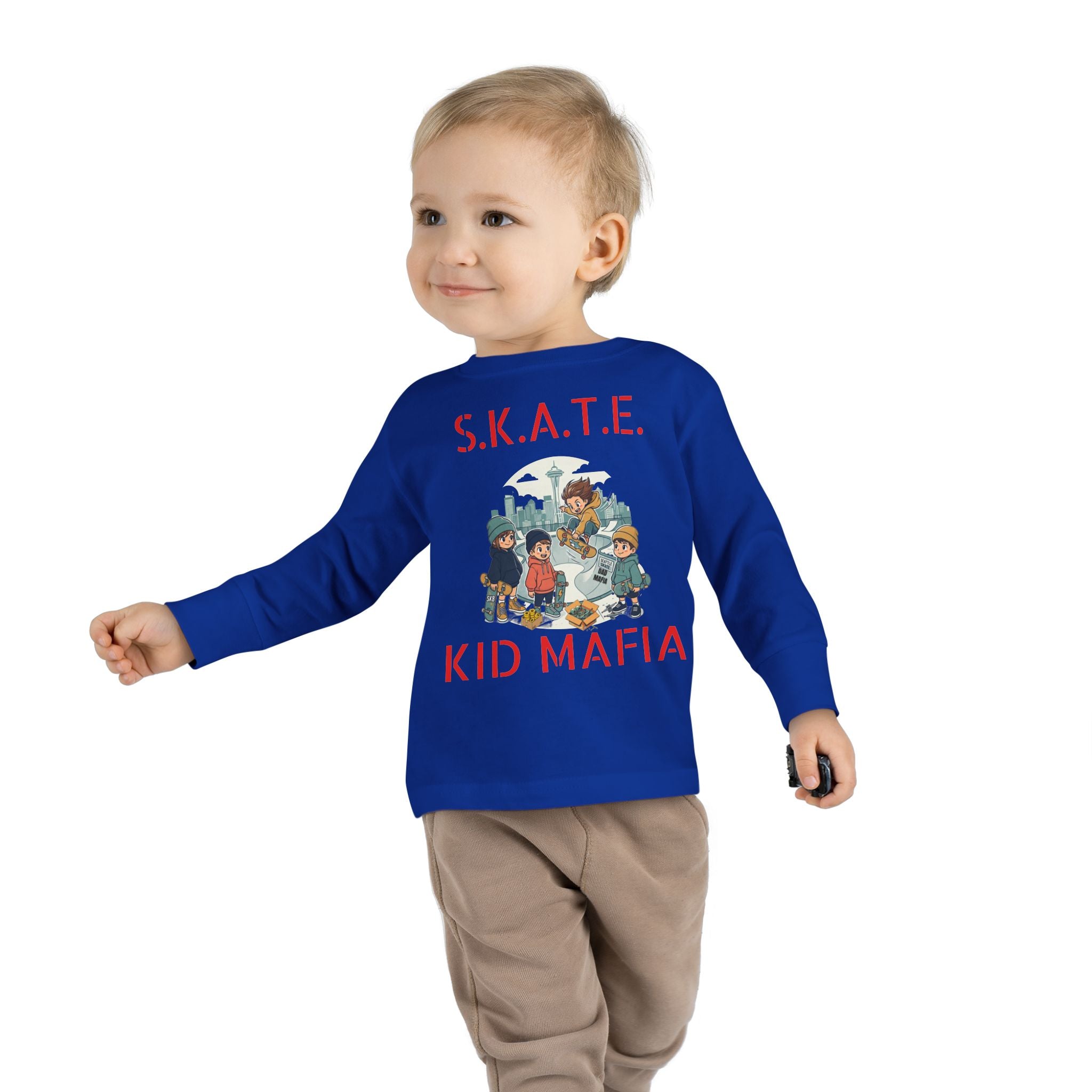 Skate Kid Mafia Toddler Long Sleeve Tee, Cozy Toddler Top, Kids Skate Shirt, Baby Shower Gift, Fun Playwear