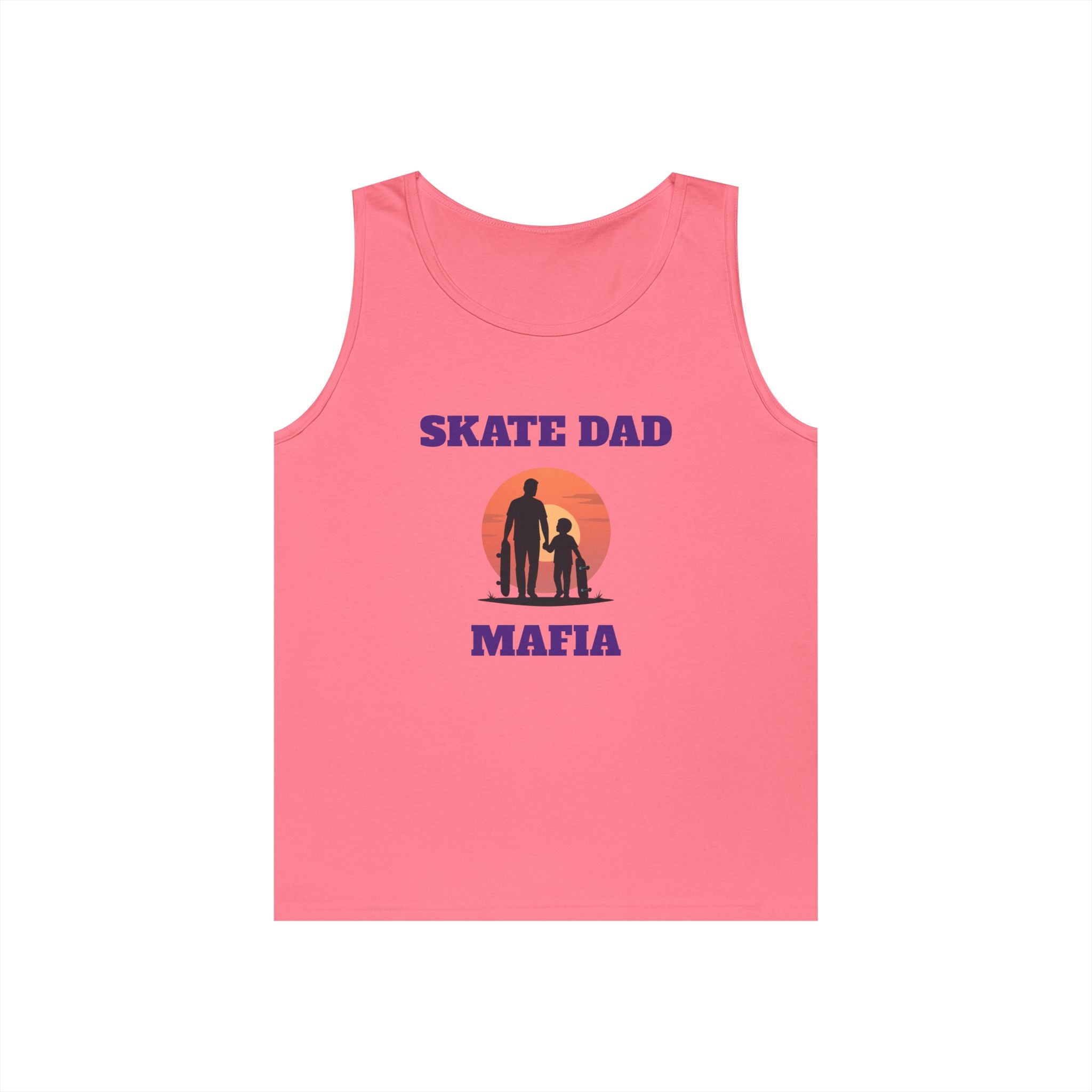 Skate Dad Mafia Tank Top — Father & Kids Skateboarding Sunset Tee