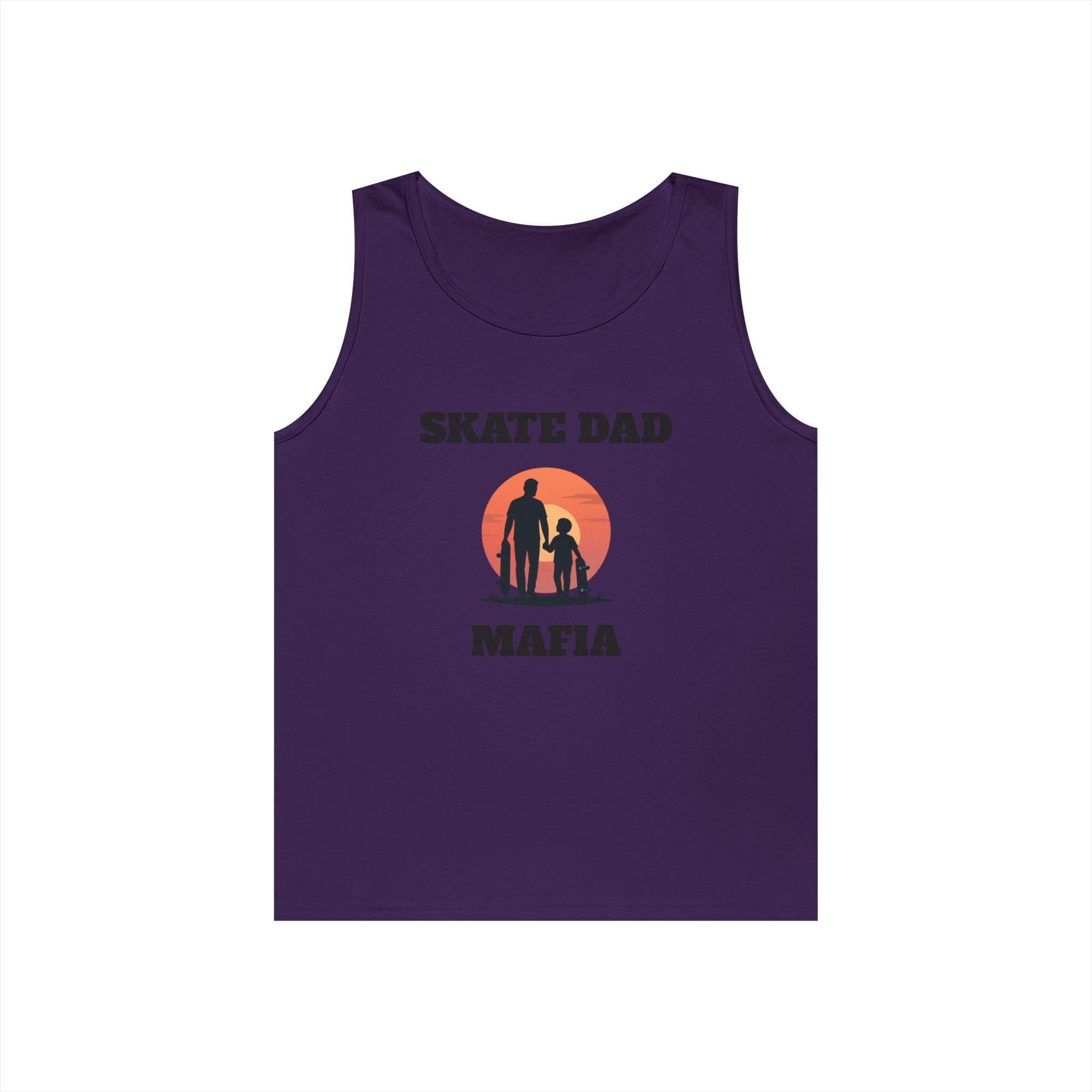Skate Dad Mafia Tank Top — Father & Kids Skateboarding Sunset Tee