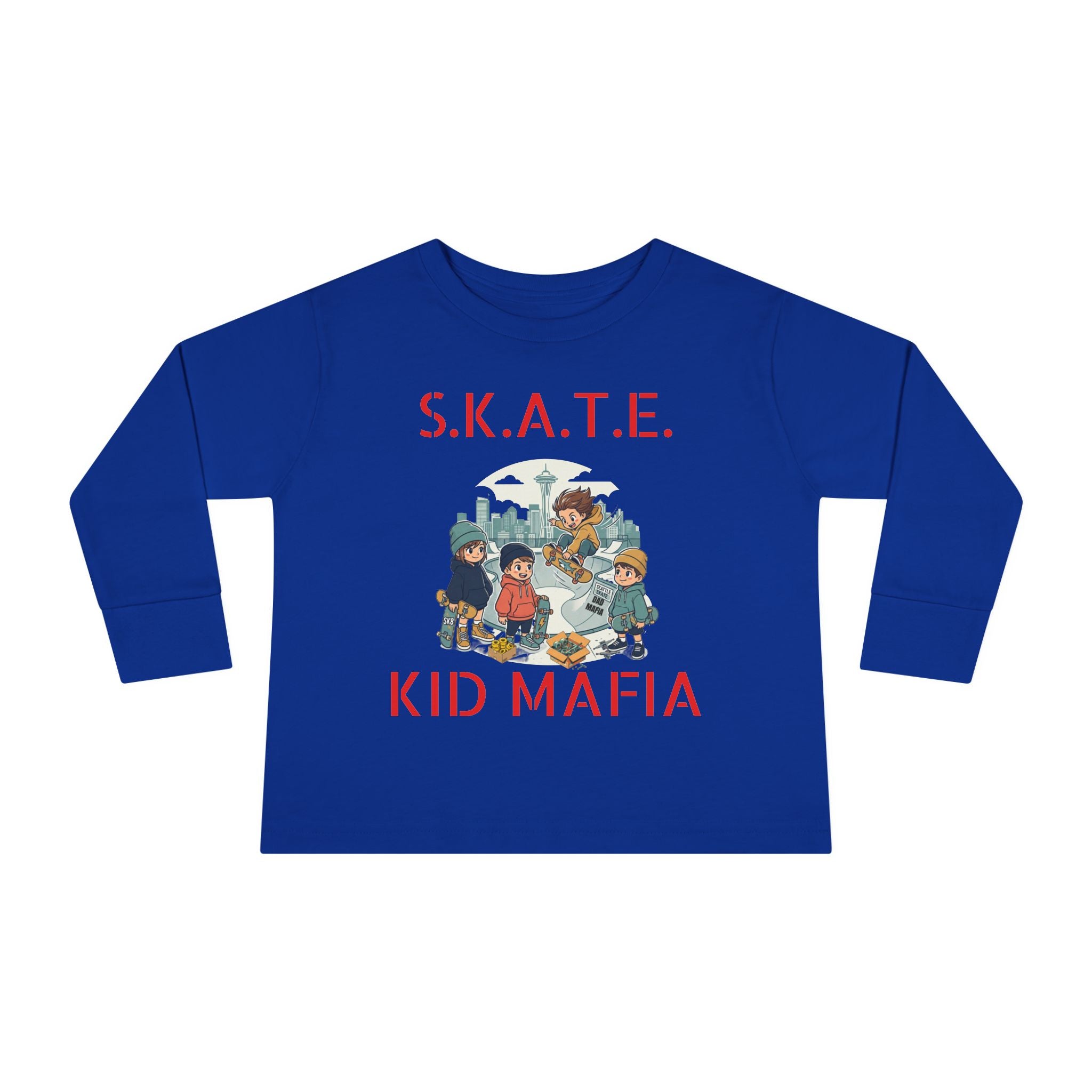 Skate Kid Mafia Toddler Long Sleeve Tee, Cozy Toddler Top, Kids Skate Shirt, Baby Shower Gift, Fun Playwear