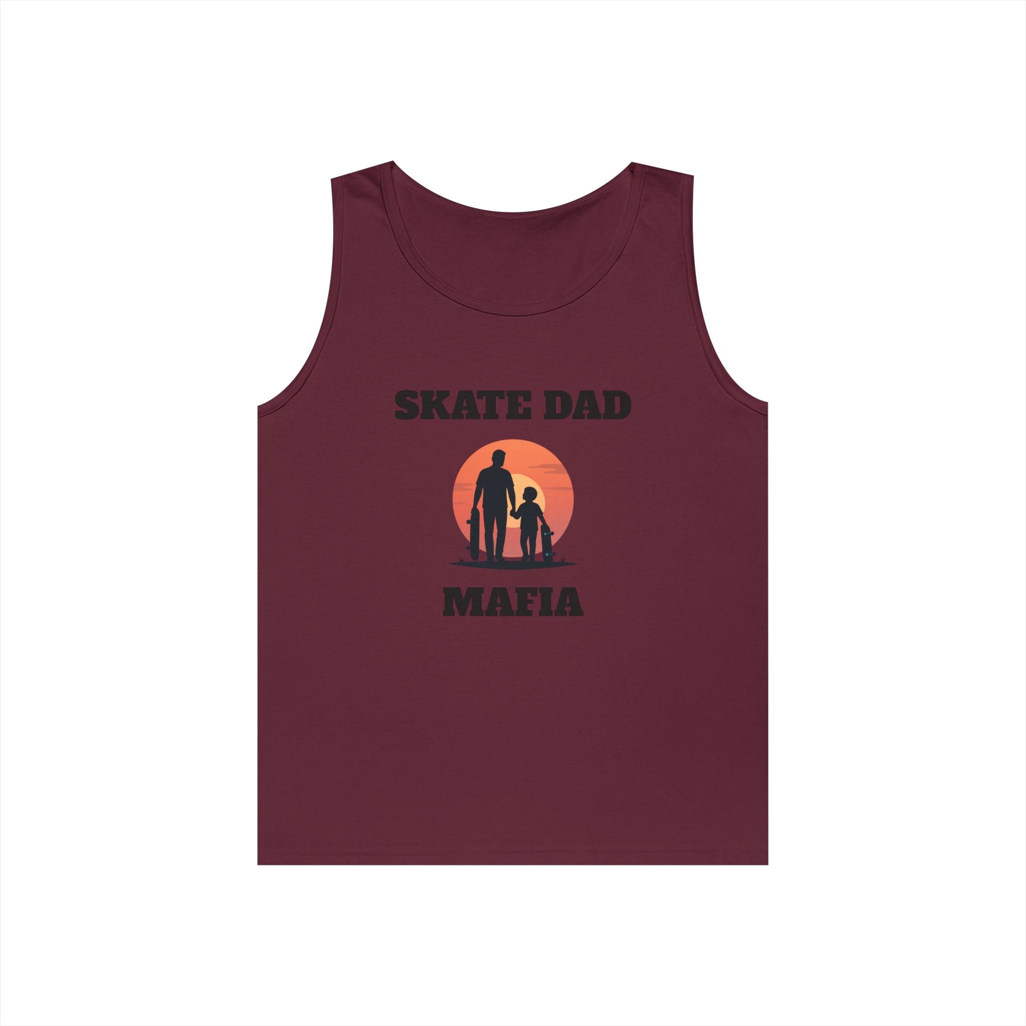 Skate Dad Mafia Tank Top — Father & Kids Skateboarding Sunset Tee