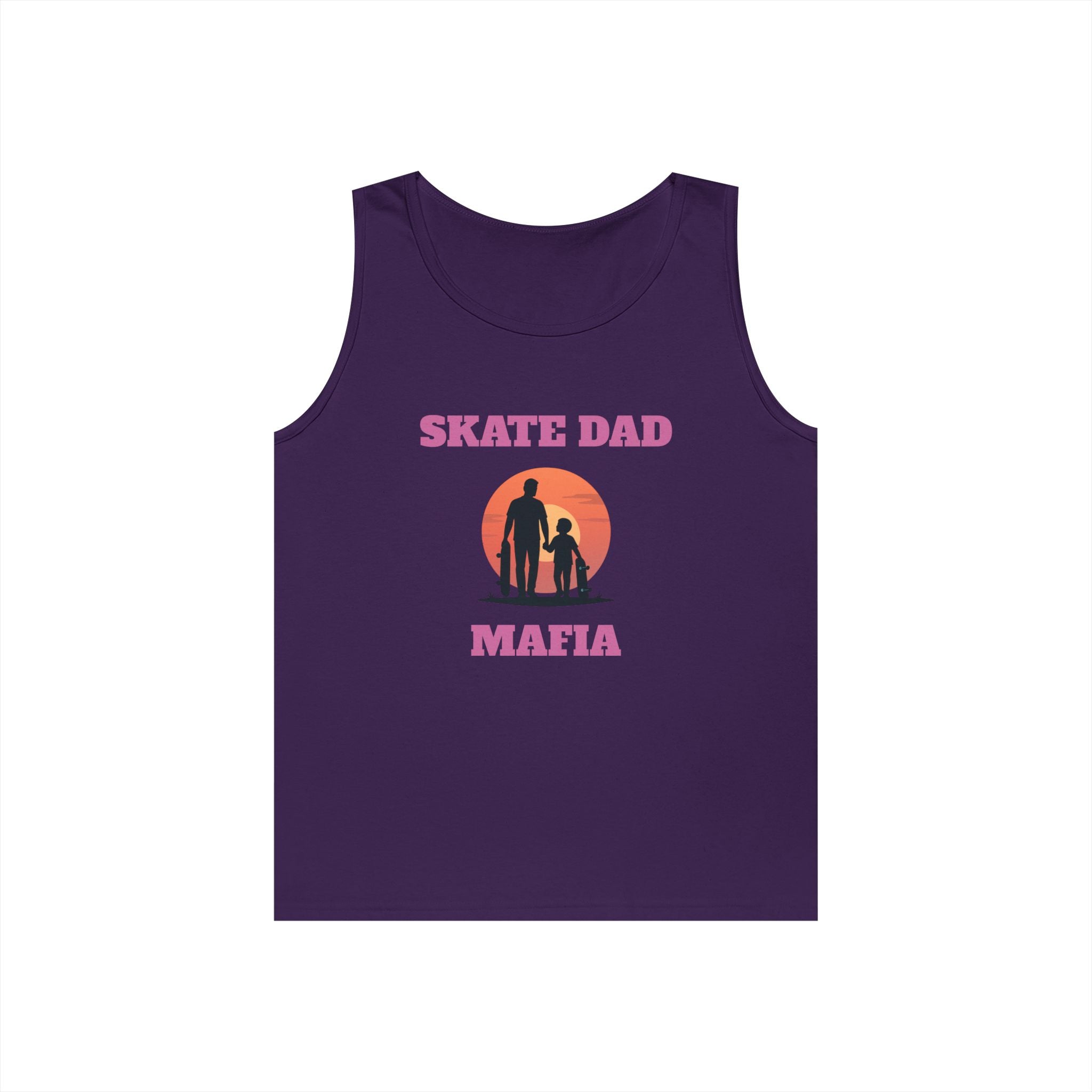 Skate Dad Mafia Tank Top — Father & Kids Skateboarding Sunset Tee