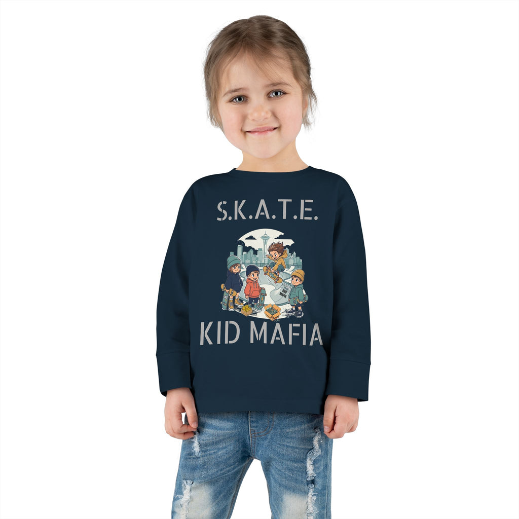 Skate Kid Mafia Toddler Long Sleeve Tee, Cozy Toddler Top, Kids Skate Shirt, Baby Shower Gift, Fun Playwear